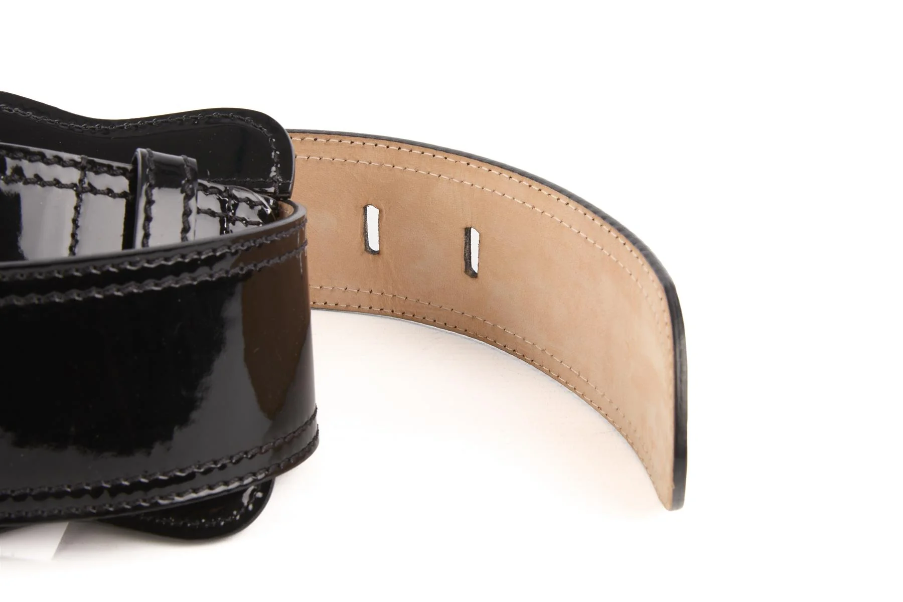 FENDI BLACK PATENT LEATHER WAIST BELT 75CM - Image 7