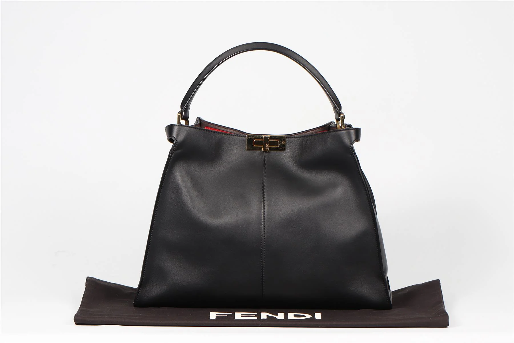 FENDI BLACK PEEKABOO X-LITE LEATHER TOTE BAG - Image 12