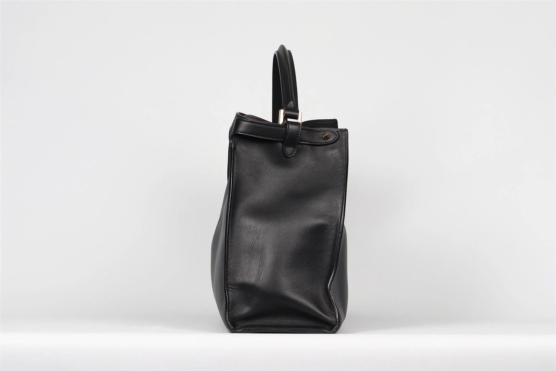 FENDI BLACK PEEKABOO X-LITE LEATHER TOTE BAG - Image 3