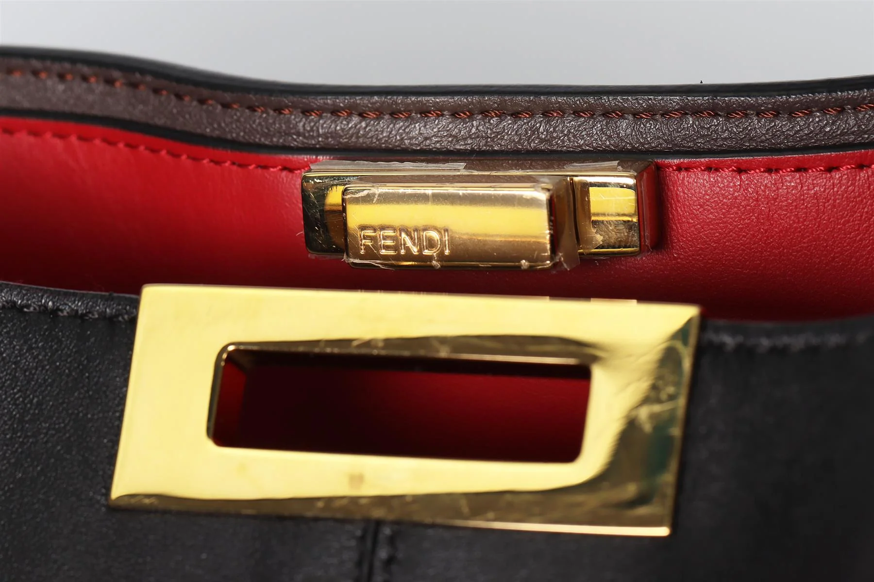 FENDI BLACK PEEKABOO X-LITE LEATHER TOTE BAG - Image 9
