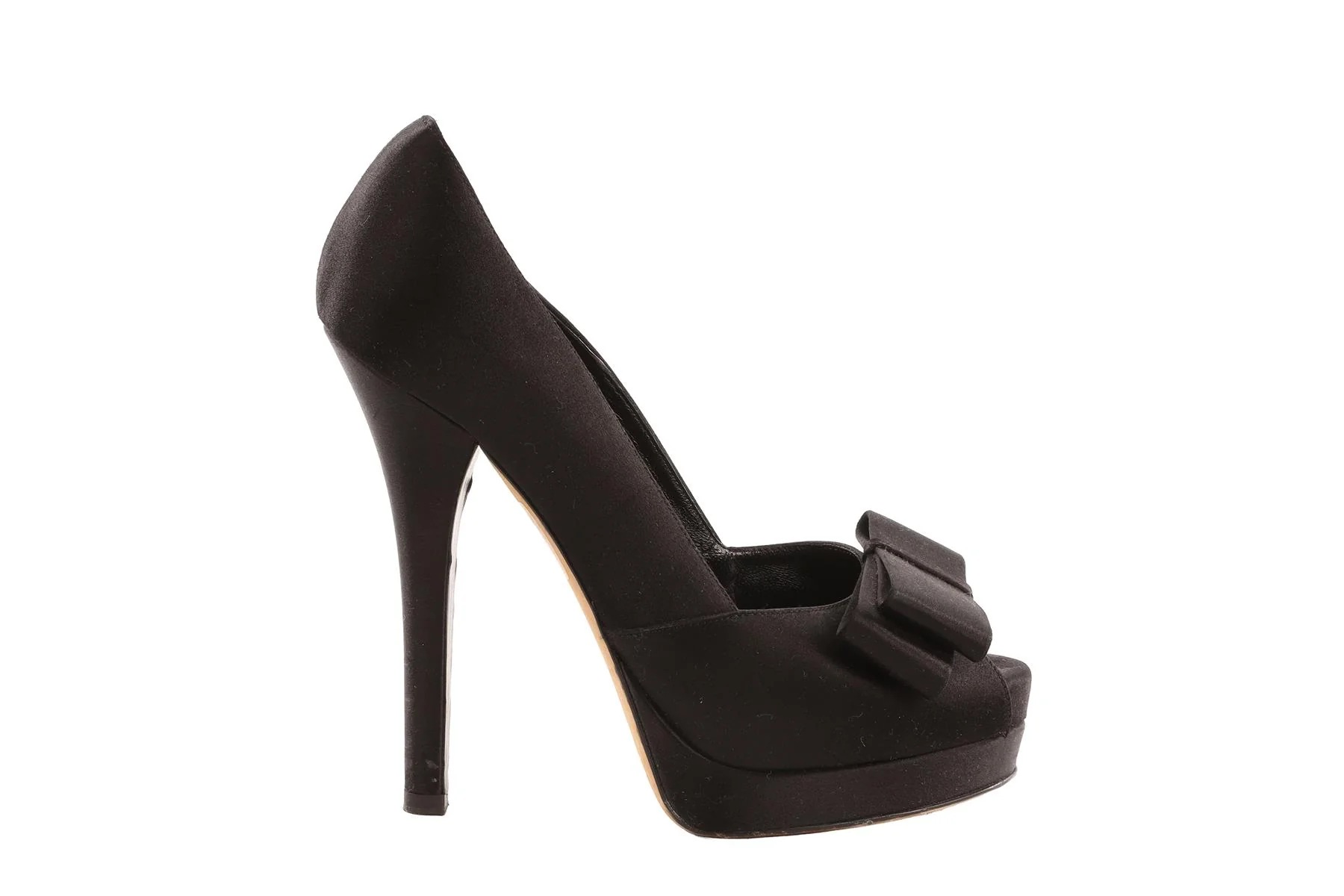 FENDI BLACK SATIN PLATFORM PUMPS EU 37 UK 4 - Image 2
