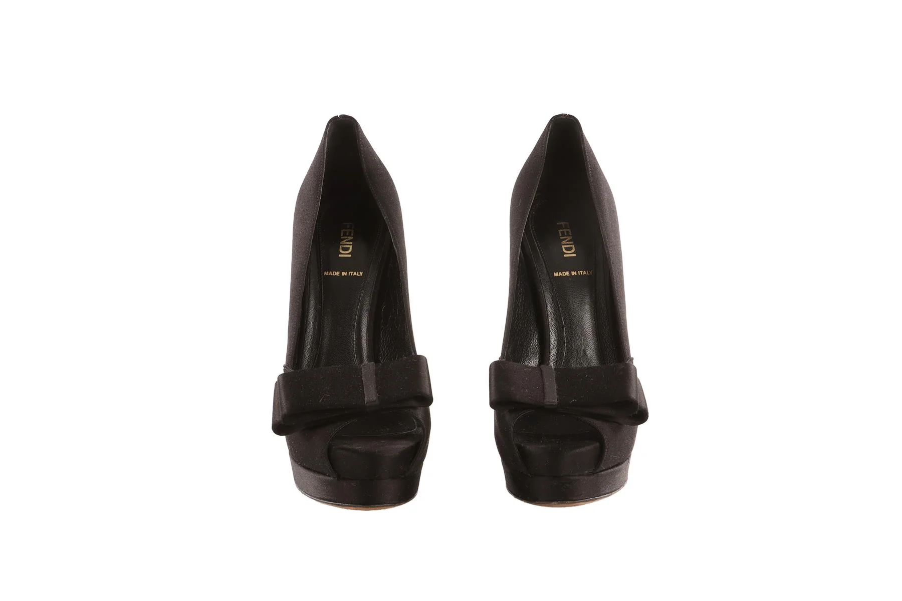 FENDI BLACK SATIN PLATFORM PUMPS EU 37 UK 4 - Image 3