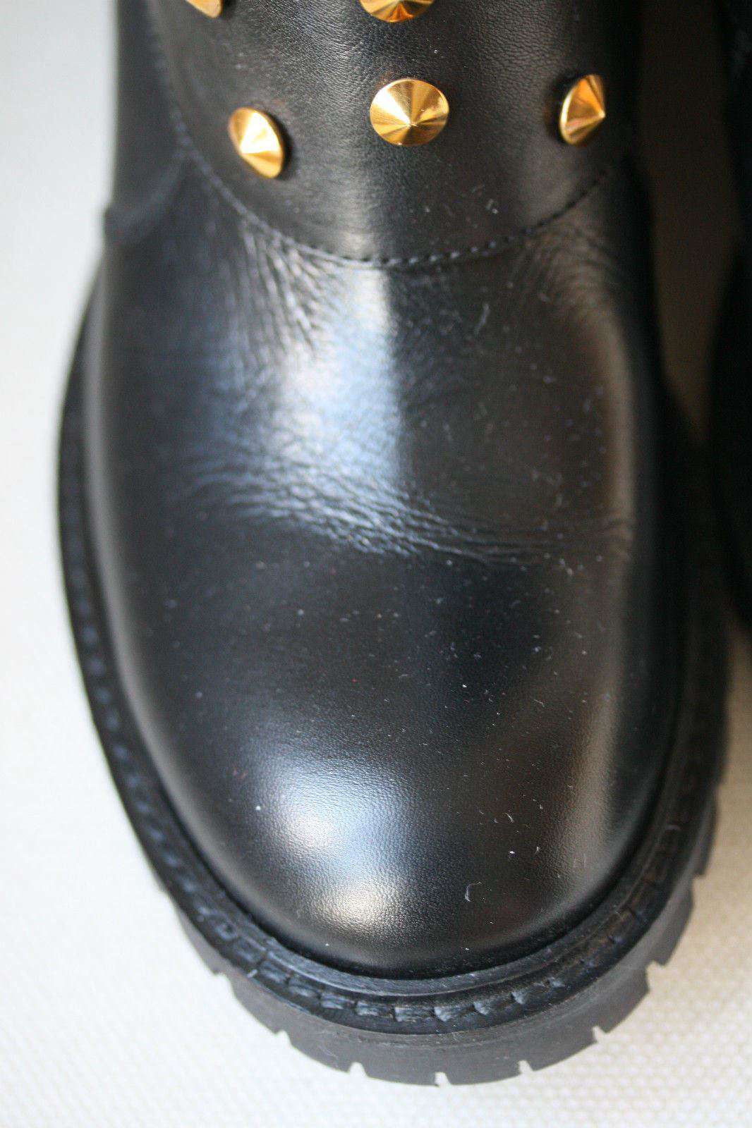 FENDI BLACK SPIKED LEATHER BIKER BOOTS EU 37 UK 4 - Image 2