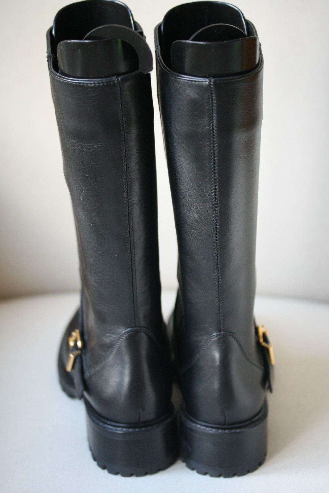 FENDI BLACK SPIKED LEATHER BIKER BOOTS EU 37 UK 4 - Image 8