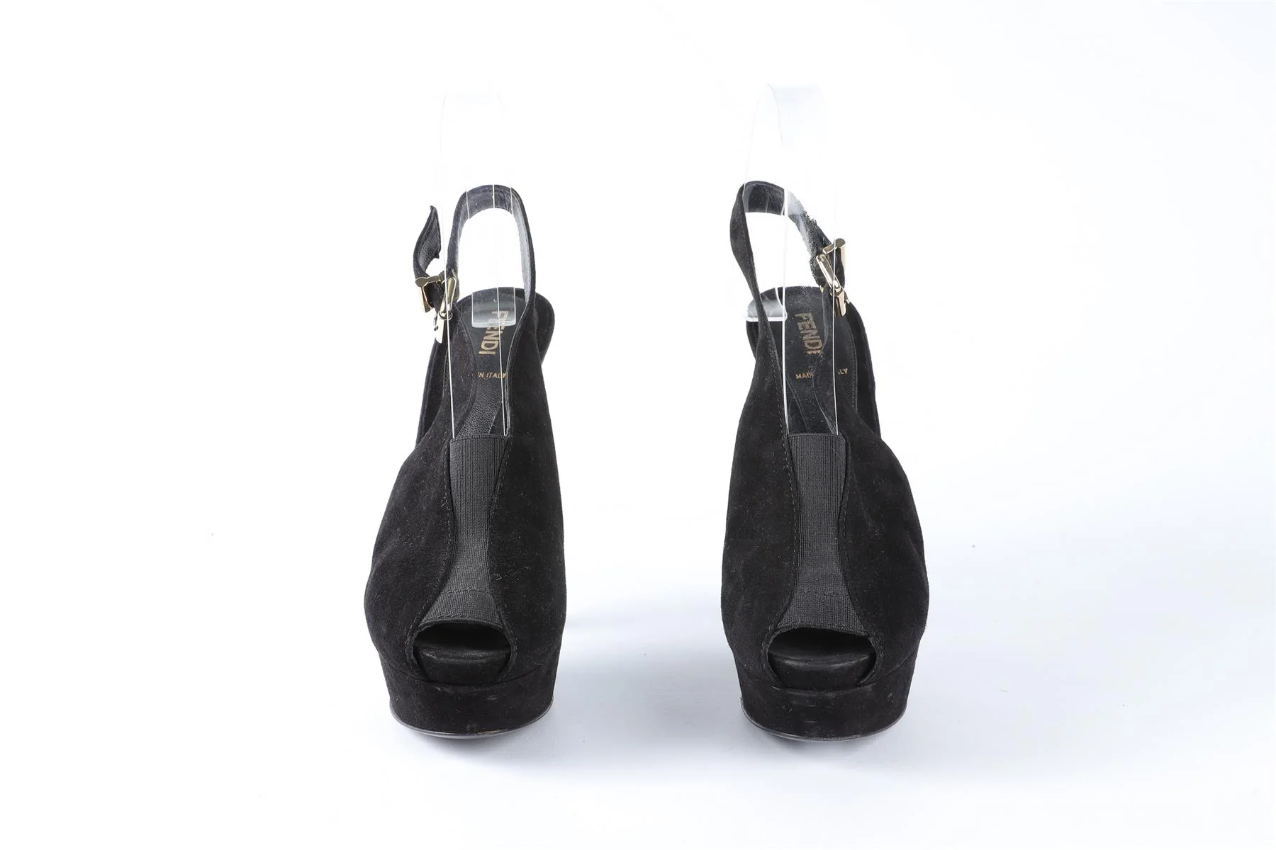 FENDI BLACK SUEDE PLATFORM SANDALS EU 36 UK 3 US 6 - Image 3