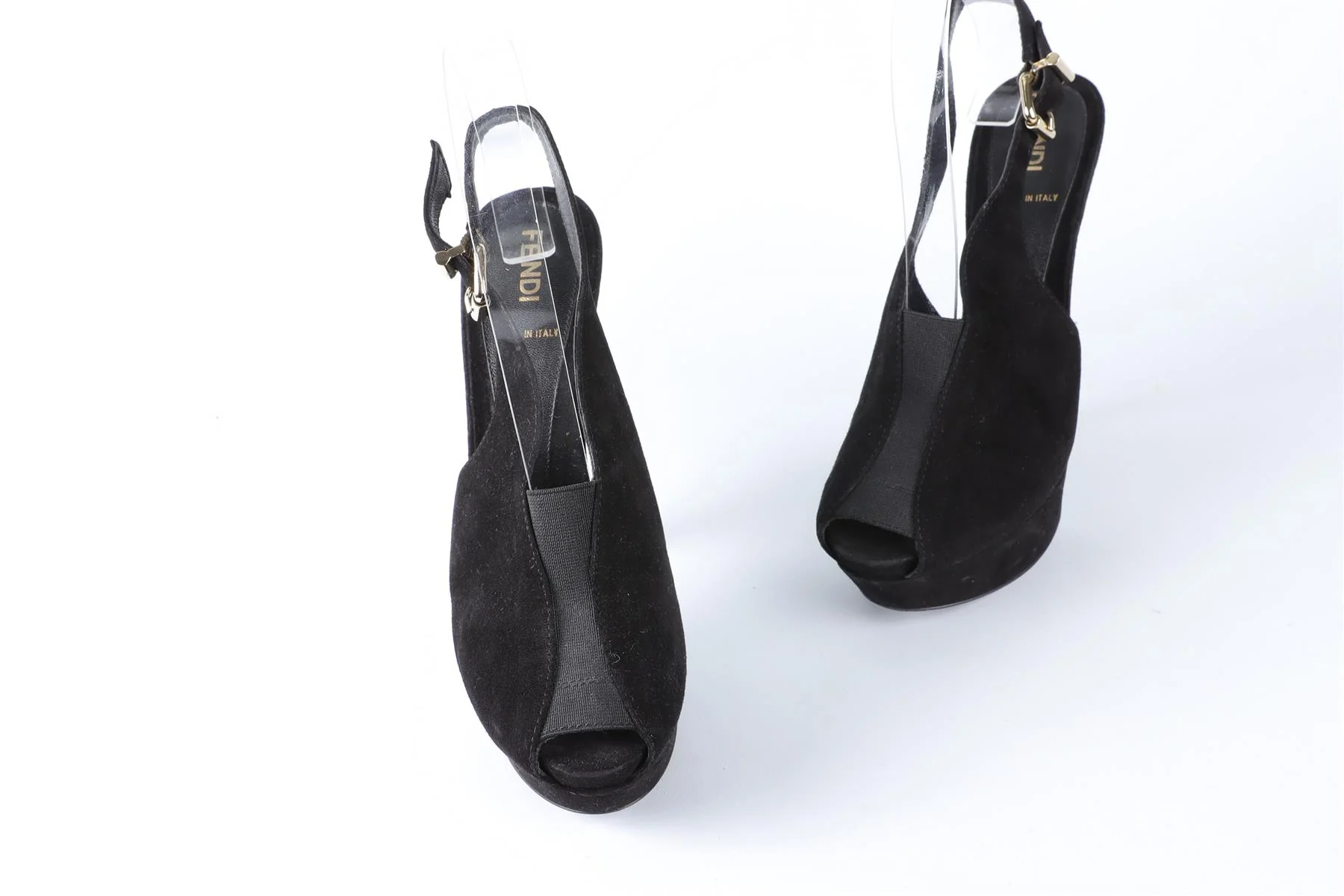 FENDI BLACK SUEDE PLATFORM SANDALS EU 36 UK 3 US 6 - Image 4