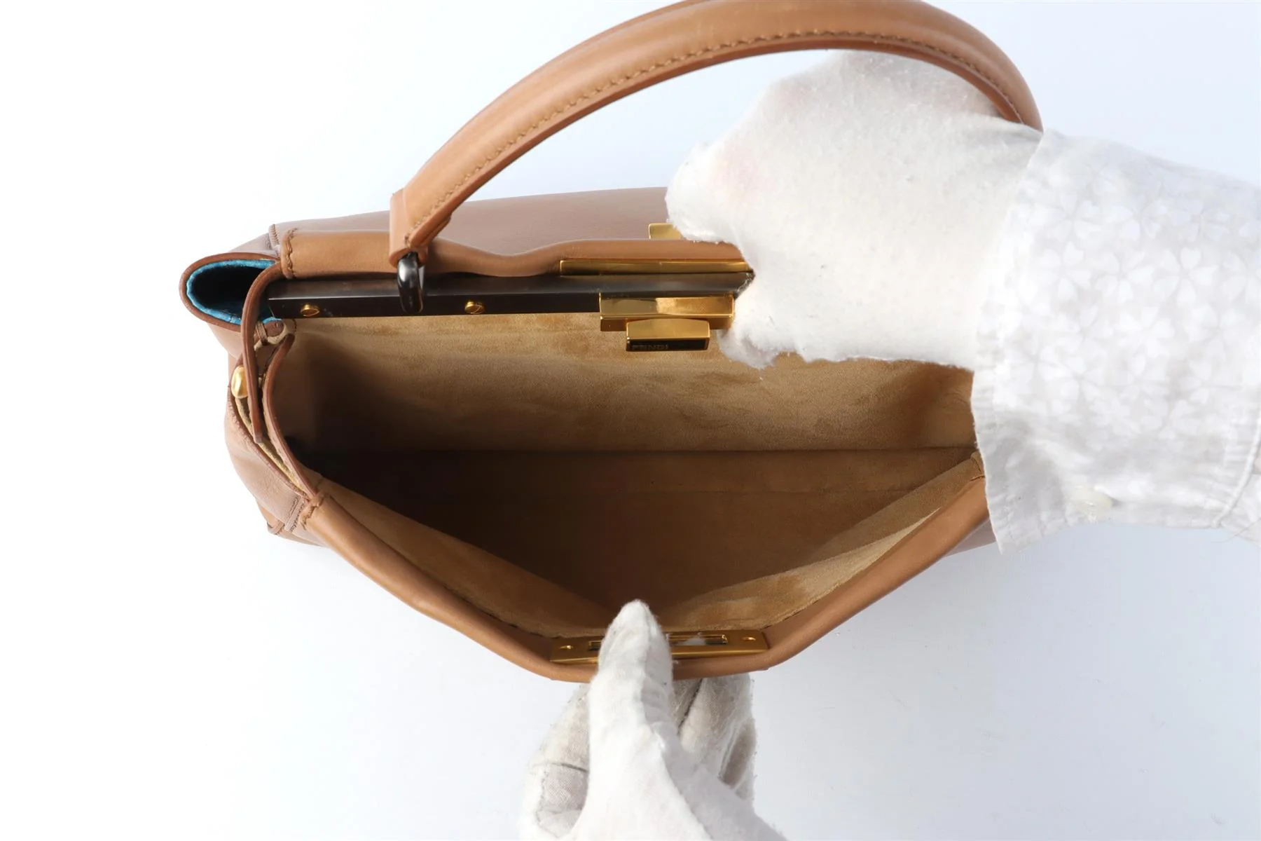 FENDI BROWN PEEKABOO MEDIUM LEATHER AND PYTHON TOTE BAG - Image 11