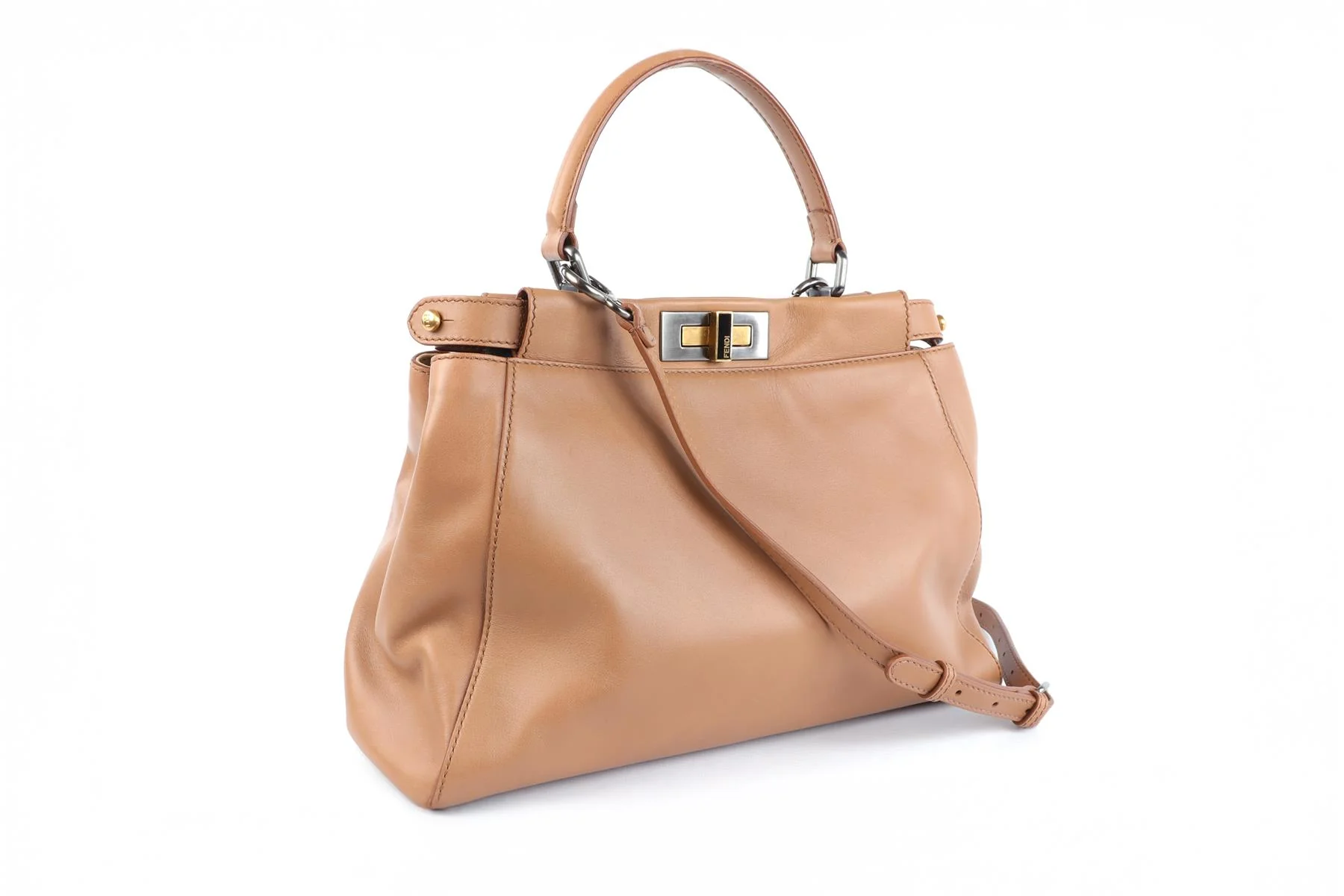 FENDI BROWN PEEKABOO MEDIUM LEATHER AND PYTHON TOTE BAG - Image 4