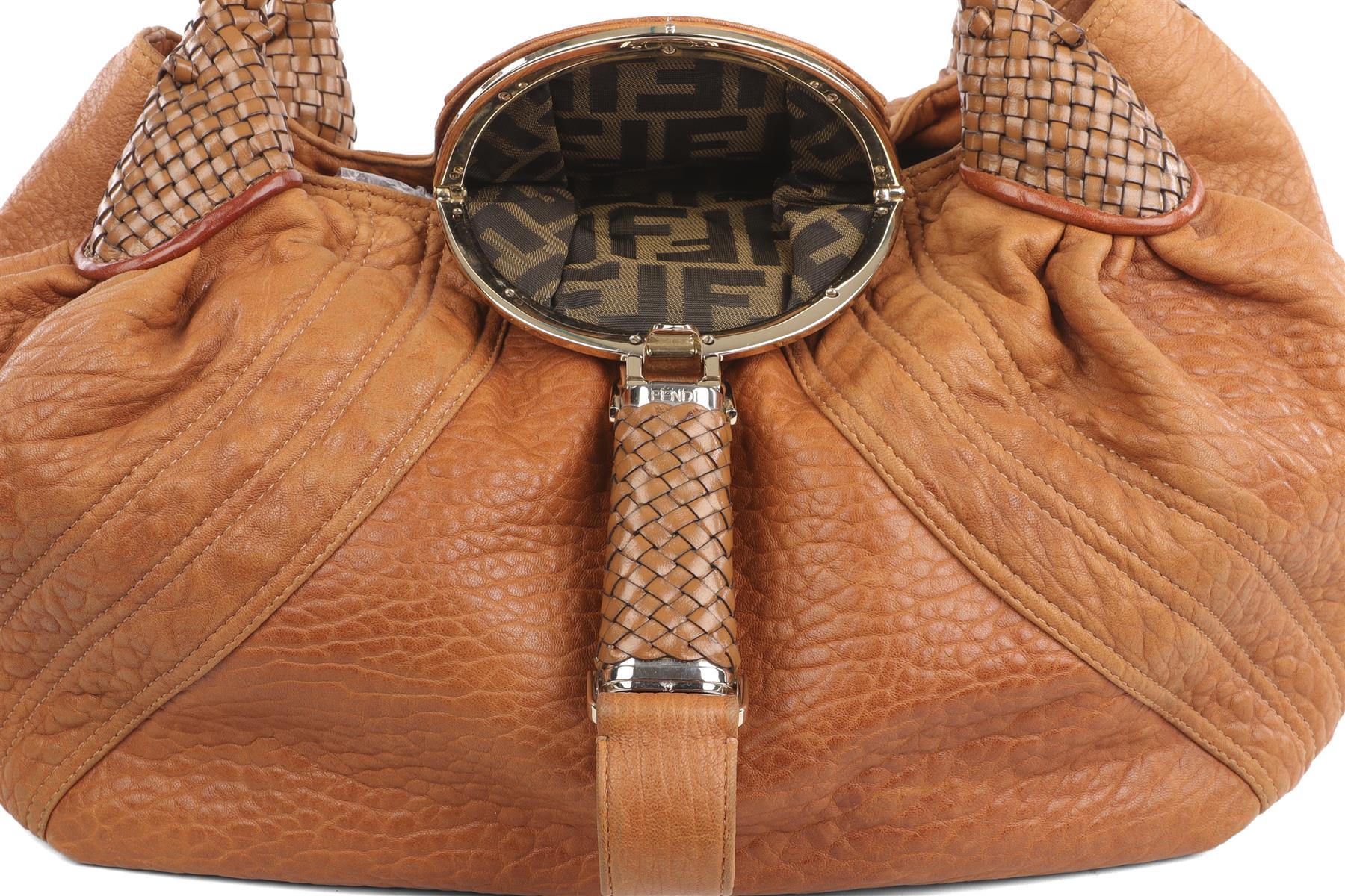 FENDI BROWN SPY FF ZUCCA LEATHER TOTE BAG - Image 8