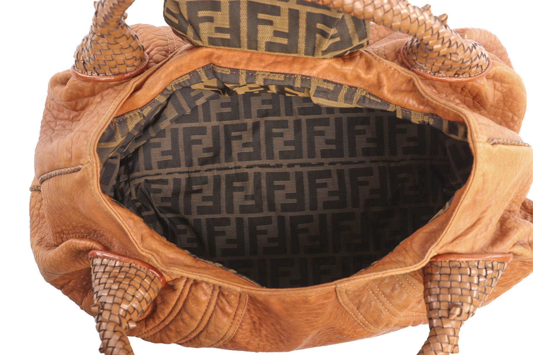 FENDI BROWN SPY FF ZUCCA LEATHER TOTE BAG - Image 9