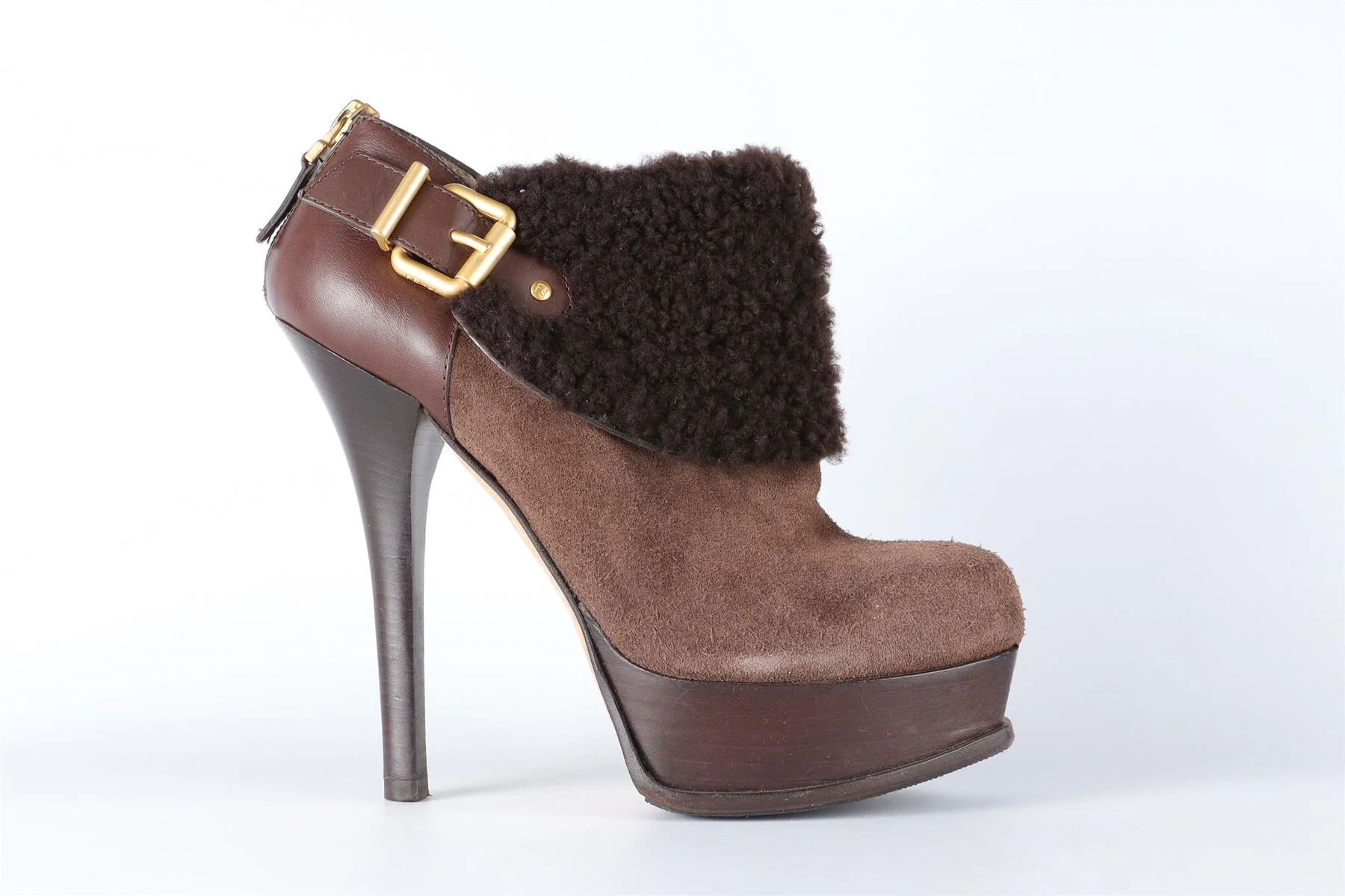 FENDI BROWN SUEDE ANKLE BOOTS EU 38 UK 5 US 8 - Image 2