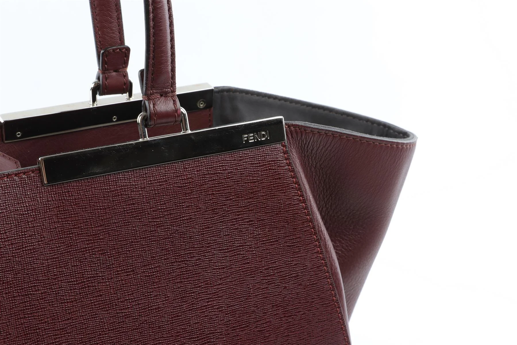FENDI BURGUNDY 3 JOURS LARGE LEATHER TOTE BAG - Image 10