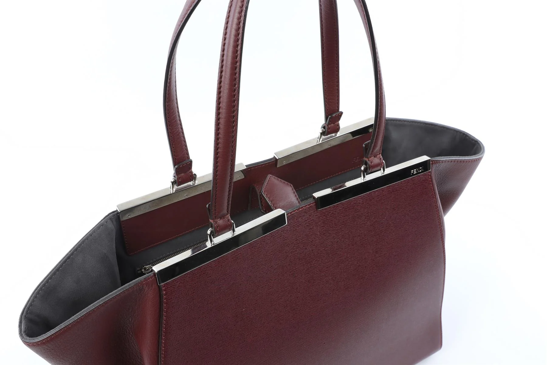 FENDI BURGUNDY 3 JOURS LARGE LEATHER TOTE BAG - Image 8