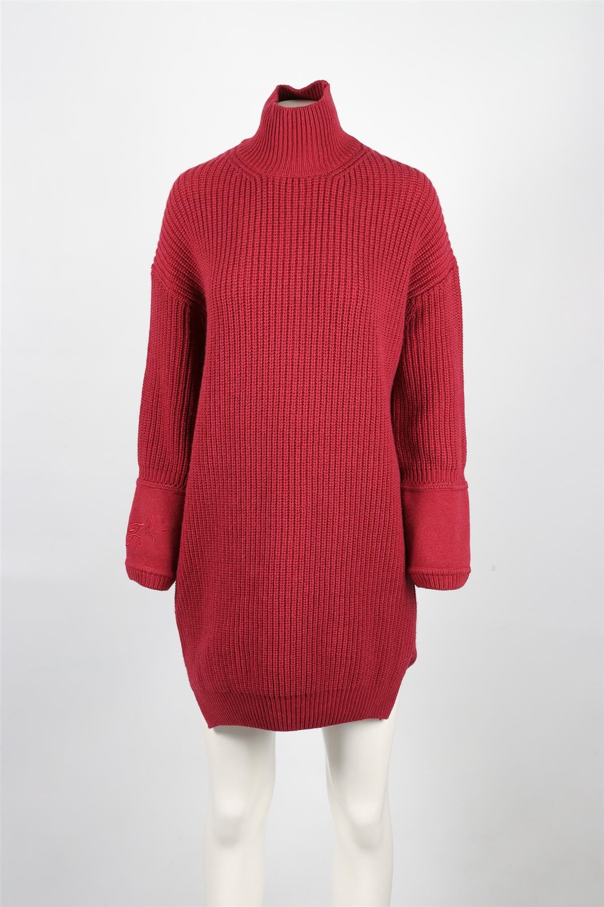 FENDI BURGUNDY CASHMERE MINI DRESS IT 38 UK 6 - Image 2