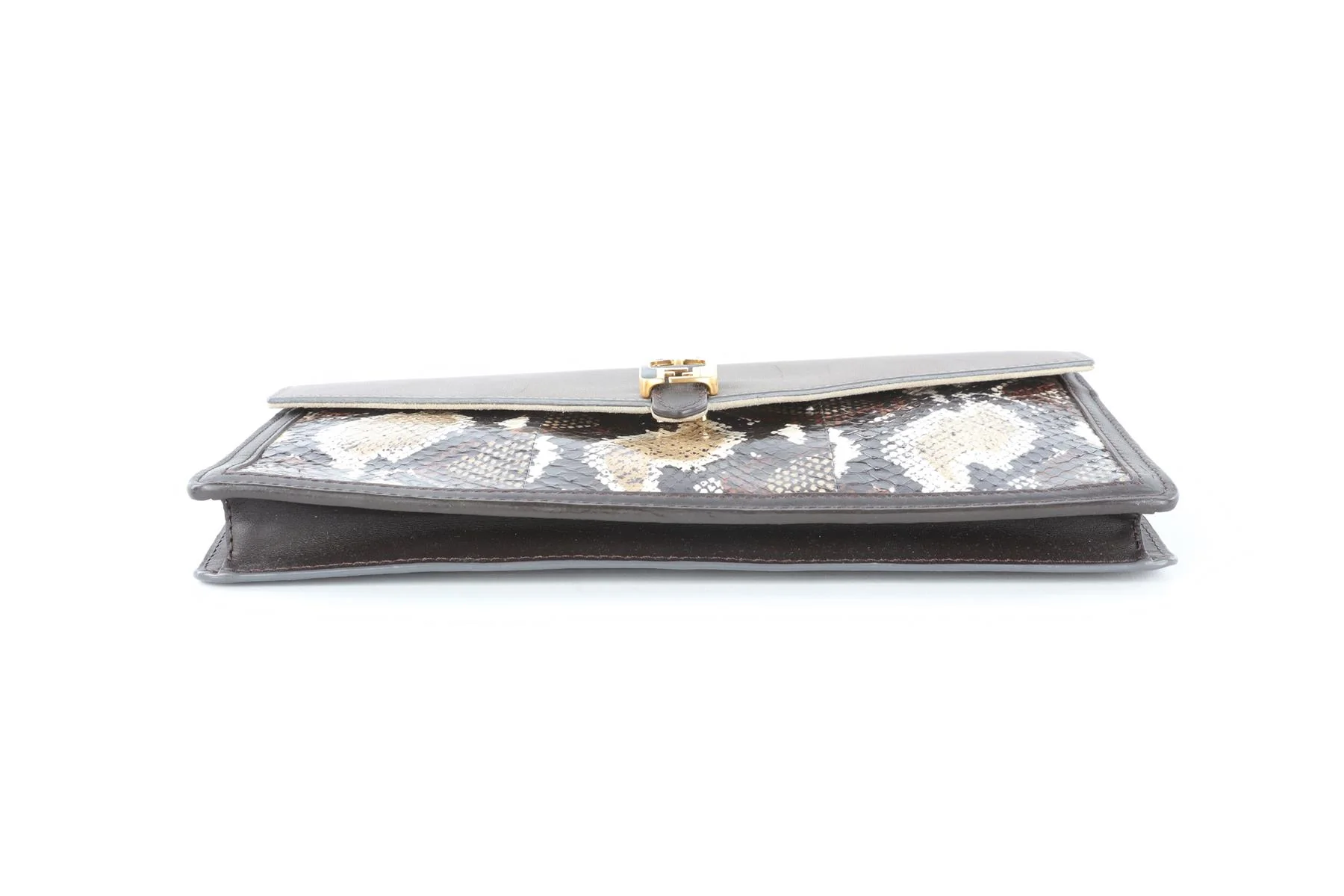 FENDI BUSTINA BROWN LEATHER CLUTCH - Image 6