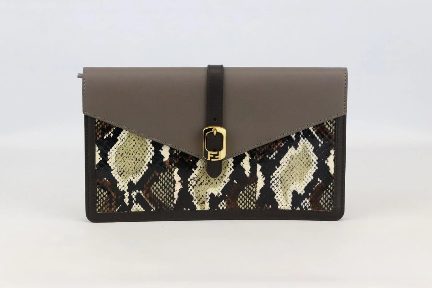 FENDI BUSTINA PYTHON AND LEATHER CLUTCH - Image 2