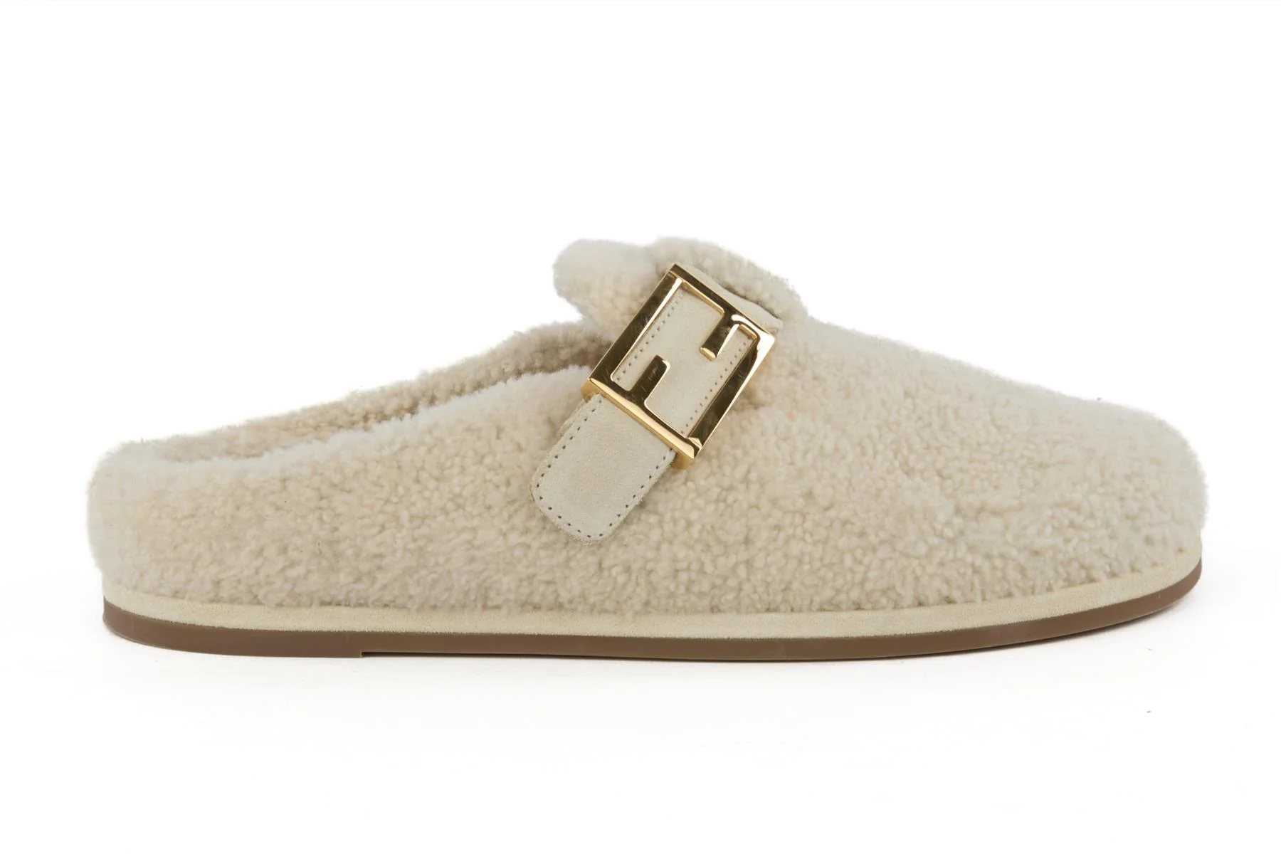 FENDI CREAM FFEEL SHEARLING MULES EU 38 UK 5 US 8 - Image 2