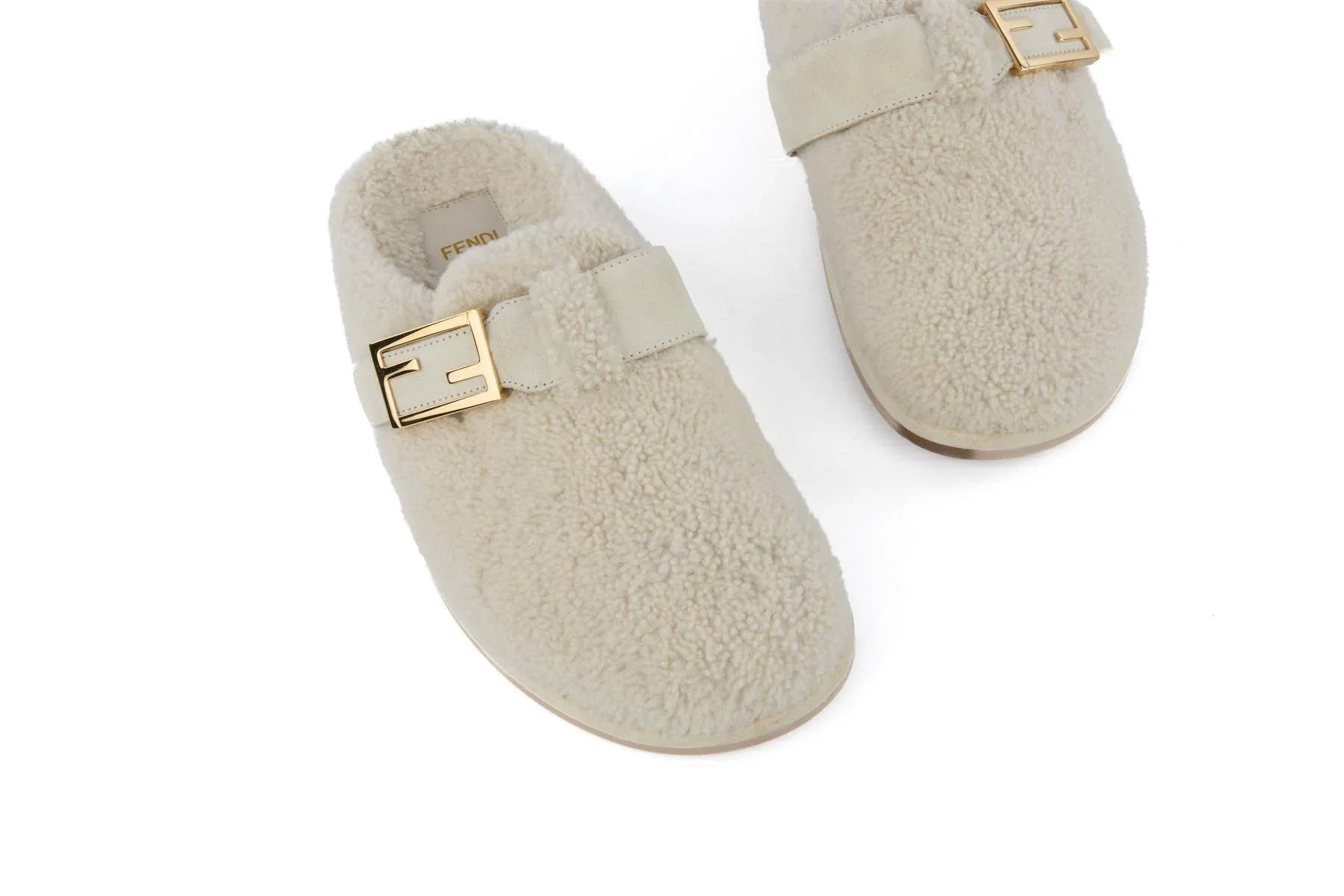 FENDI CREAM FFEEL SHEARLING MULES EU 38 UK 5 US 8 - Image 4