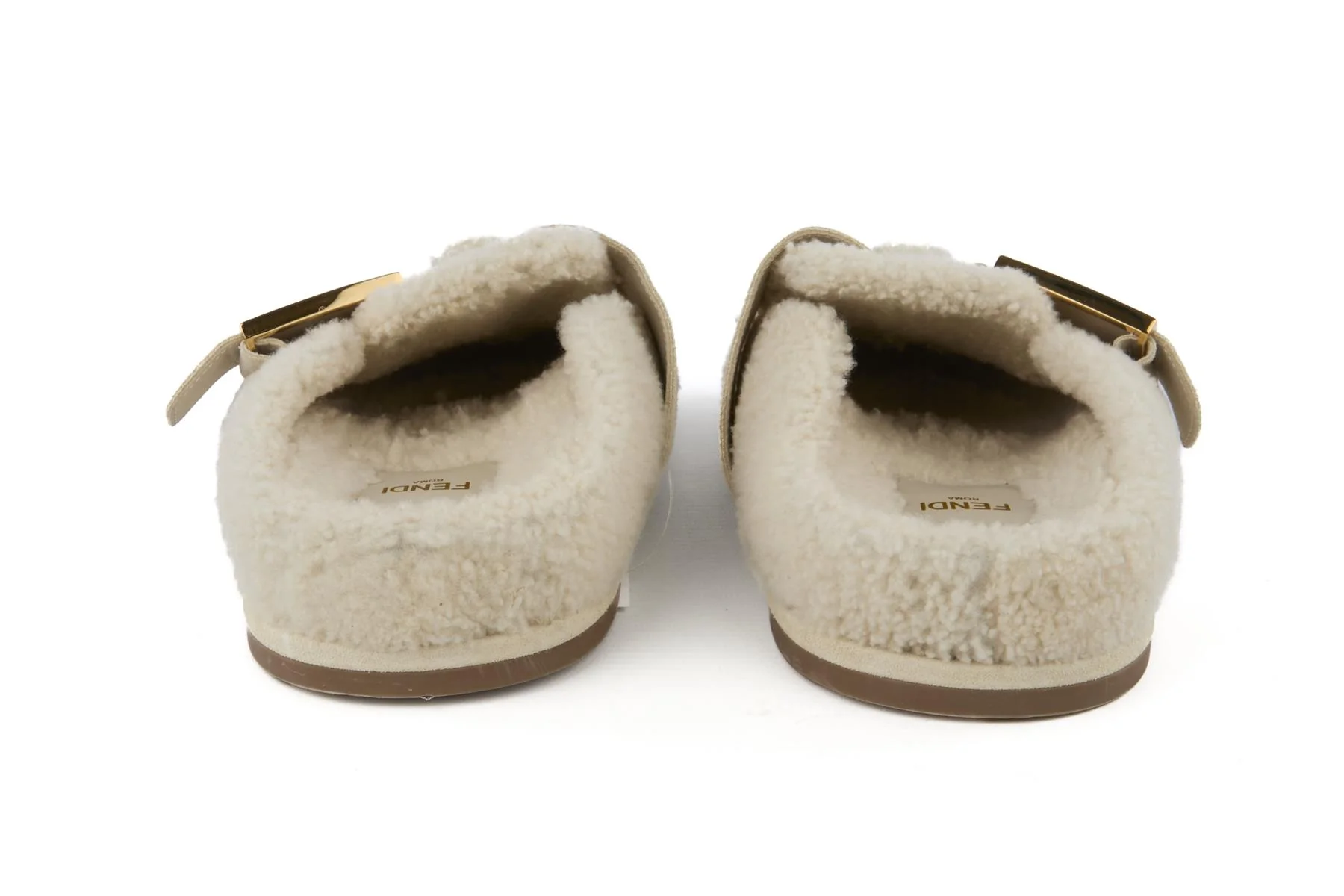FENDI CREAM FFEEL SHEARLING MULES EU 38 UK 5 US 8 - Image 5