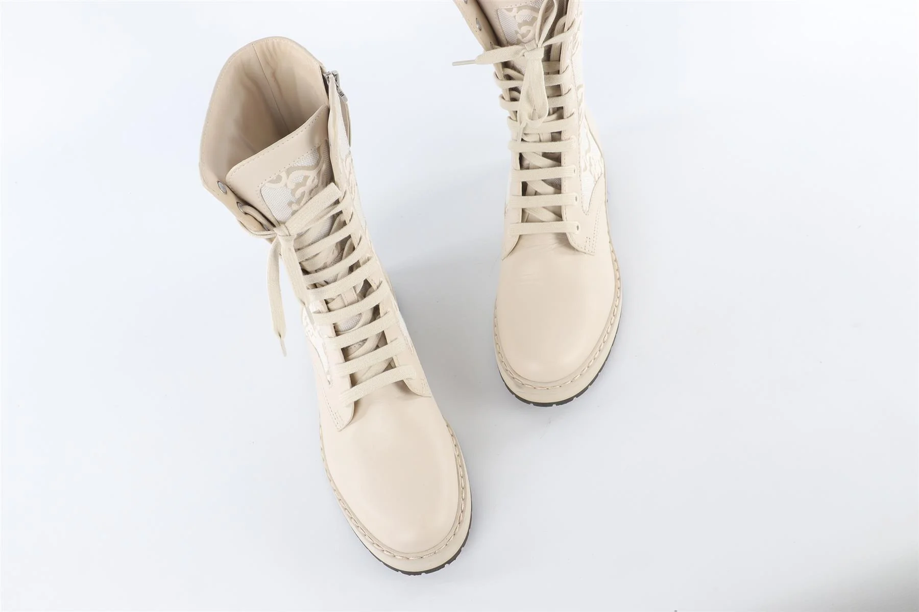 FENDI ECRU FF LEATHER ANKLE BOOTS EU 39 UK 6 US 9 - Image 4