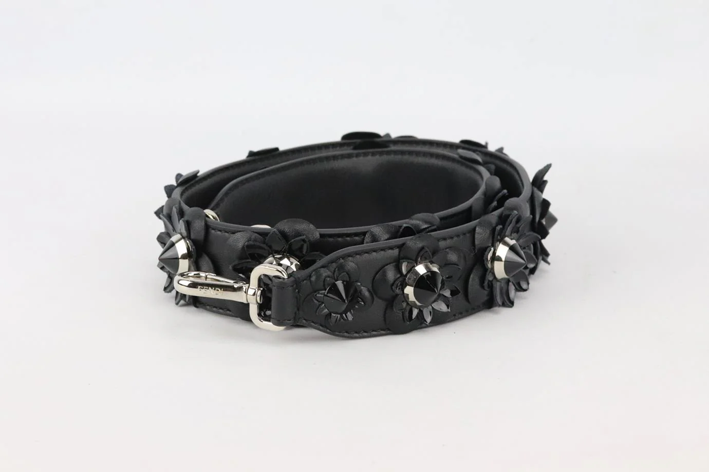 FENDI FLORAL APPLIQUÉD LEATHER BAG STRAP - Image 2