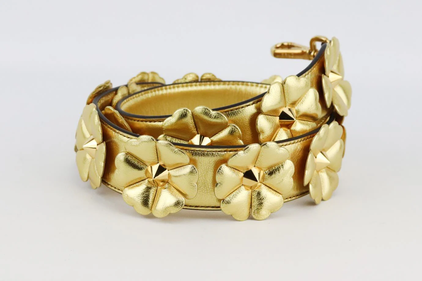 FENDI FLORAL APPLIQUÉD METALLIC LEATHER BAG STRAP - Image 2