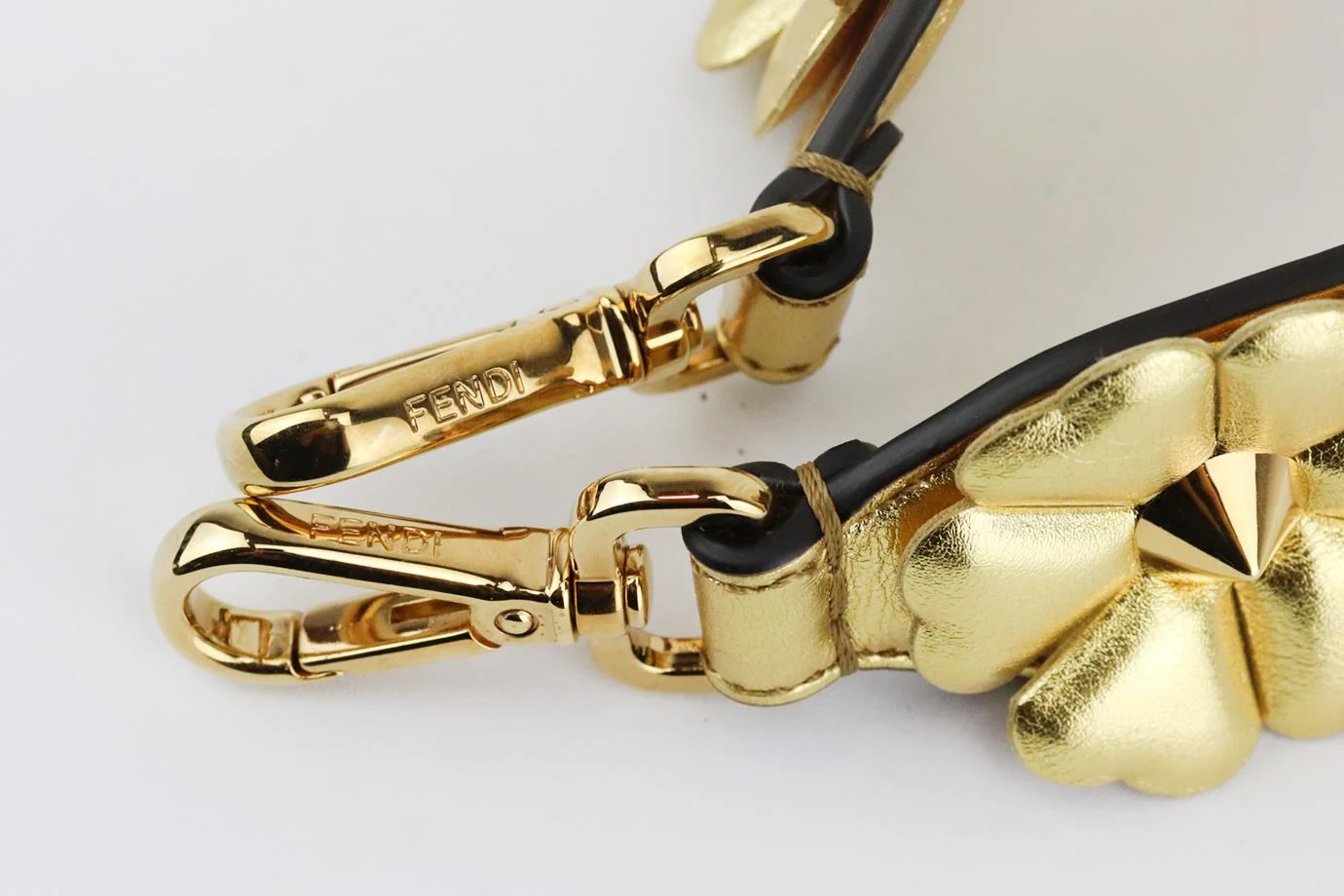 FENDI FLORAL APPLIQUÉD METALLIC LEATHER BAG STRAP - Image 5