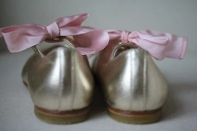 FENDI GIRLS GOLD LEATHER SHOES EU 24 UK 7 - Image 4