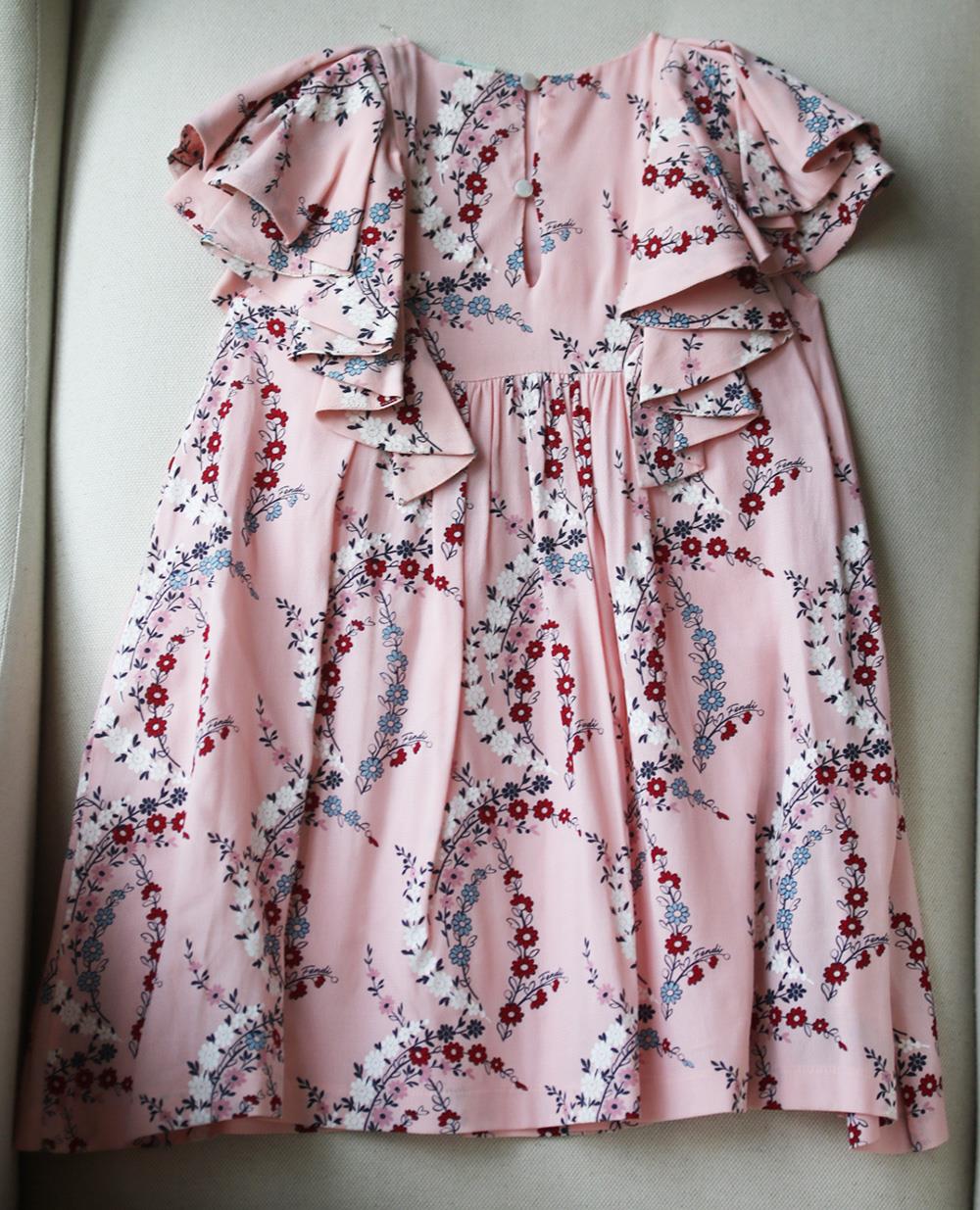 FENDI KIDS GIRLS FLORAL PRINT SILK CREPE DRESS 5 YEARS - Image 4