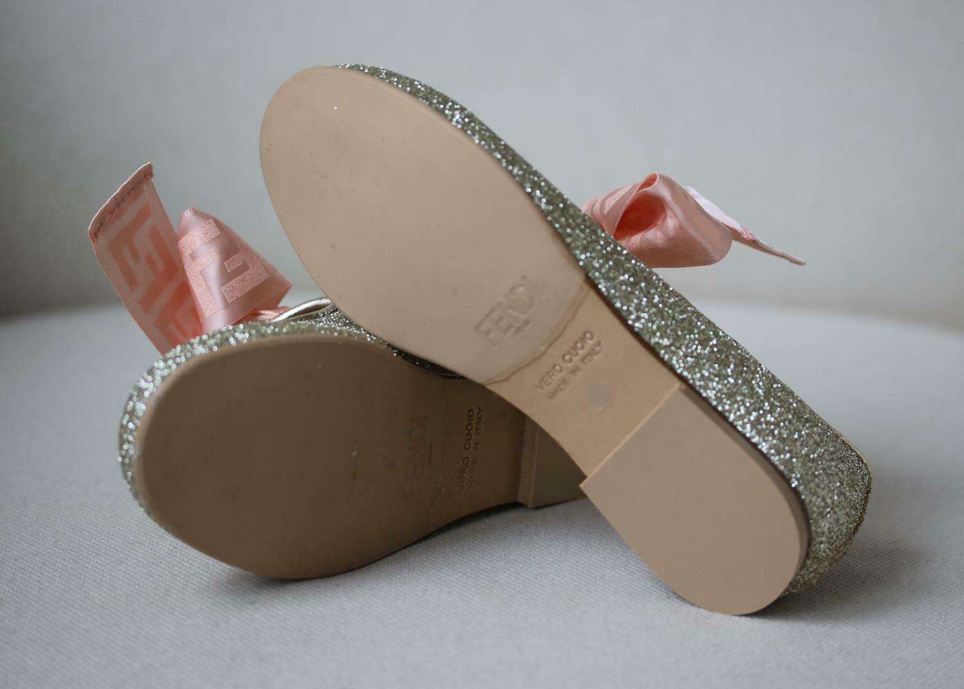 FENDI KIDS GIRLS LEATHER GLITTER SHOES EU 30 UK 11.5/12 - Image 5