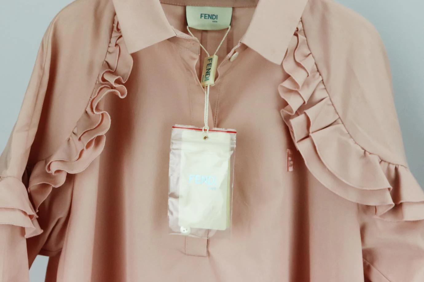 FENDI KIDS GIRLS PLEATED COTTON DRESS 8 YEARS - Image 3