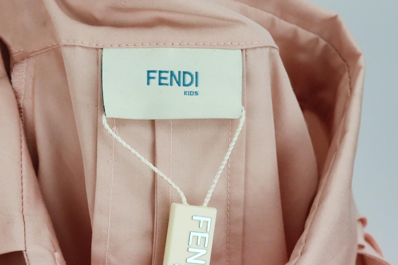 FENDI KIDS GIRLS PLEATED COTTON DRESS 8 YEARS - Image 5