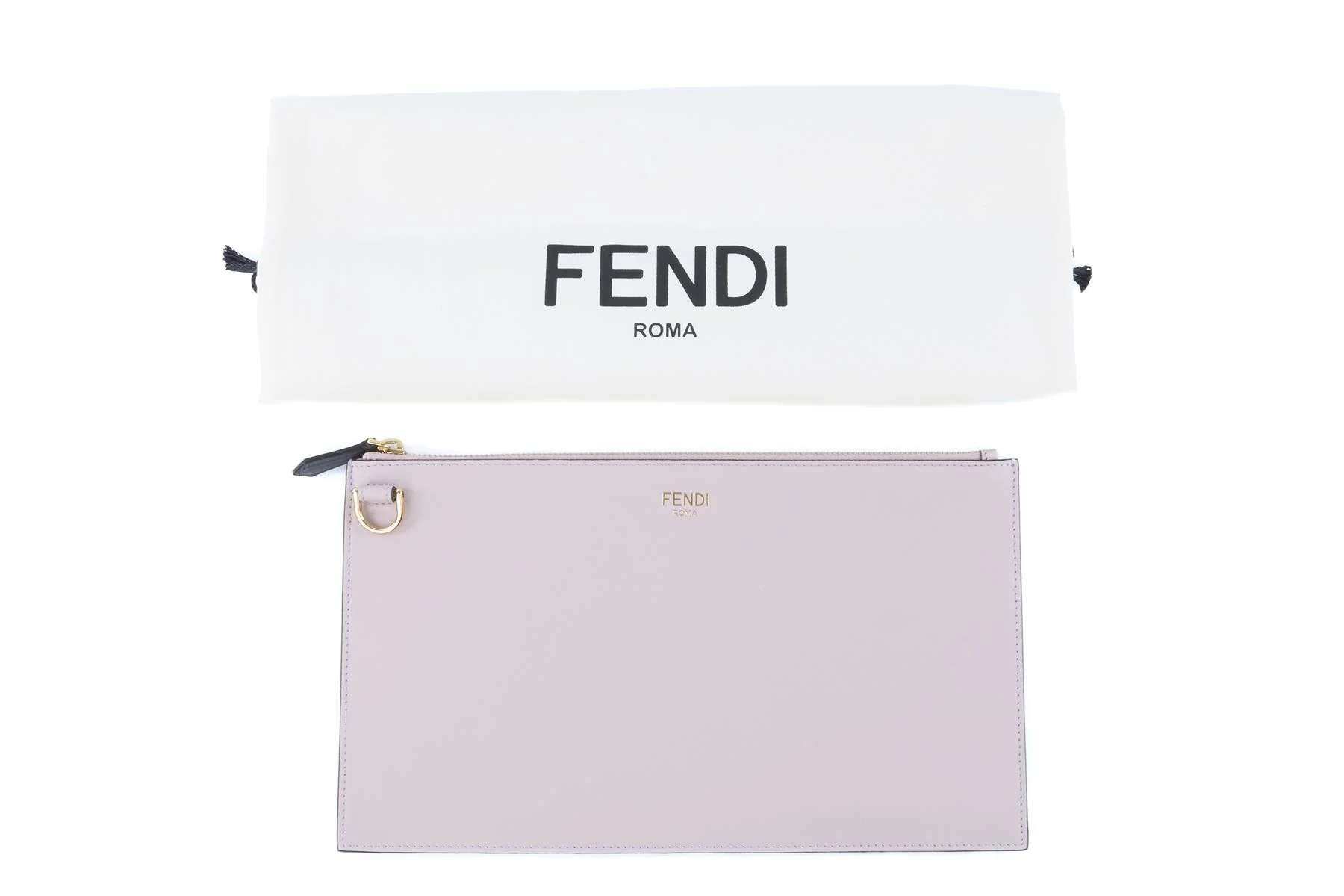 FENDI PINK 2025 FLAT POUCH MEDIUM LEATHER CLUTCH - Image 12