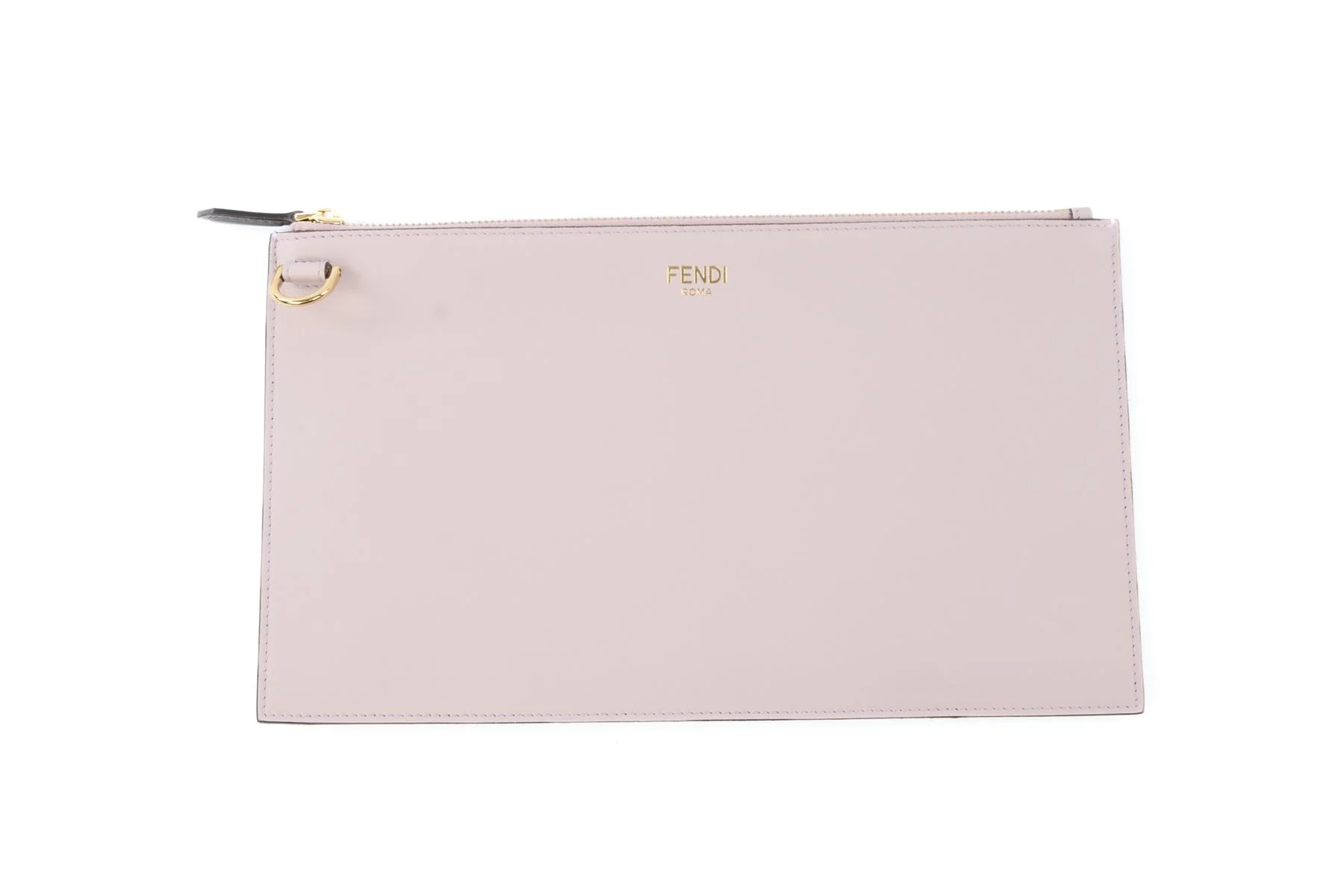 FENDI PINK 2025 FLAT POUCH MEDIUM LEATHER CLUTCH - Image 2