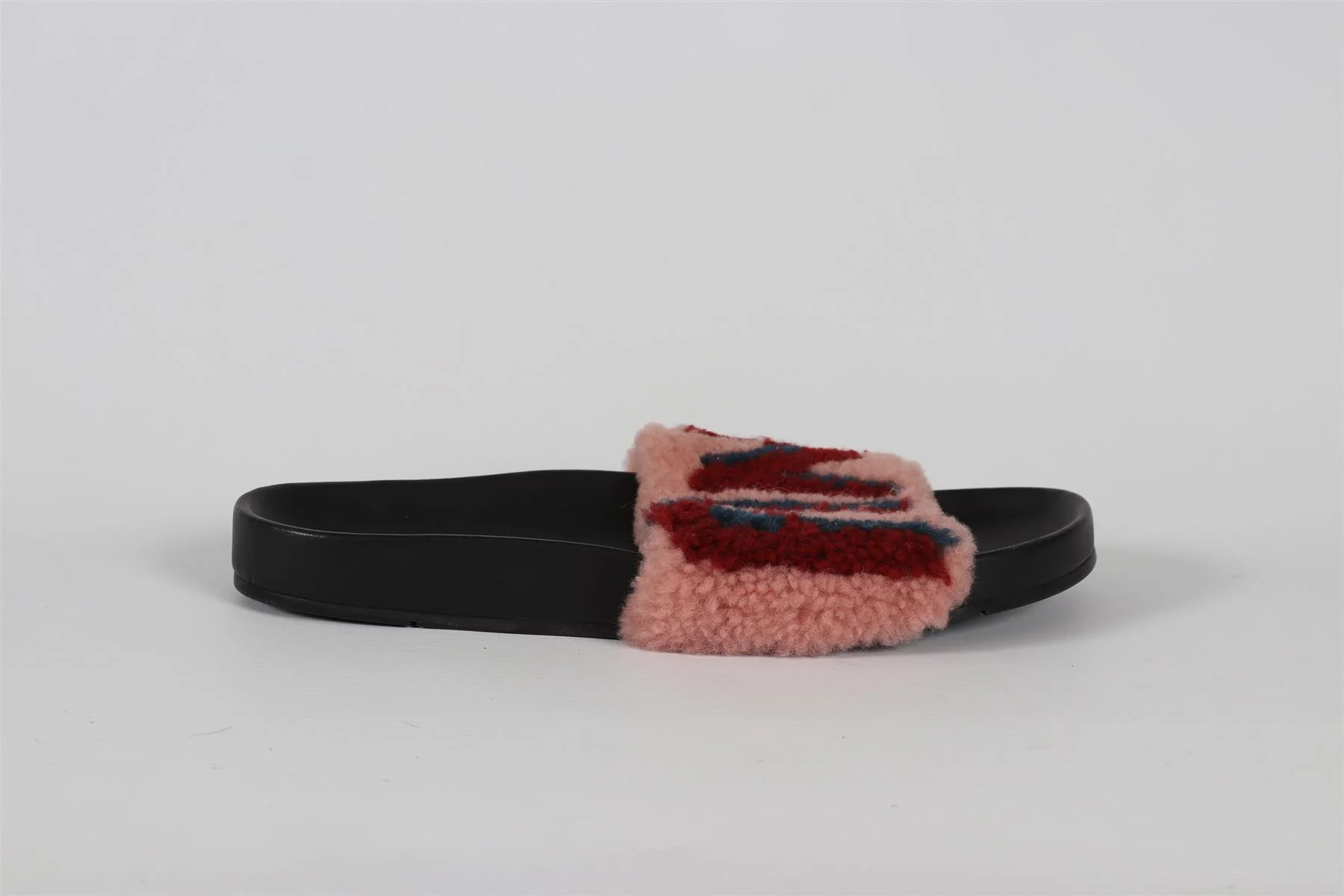 FENDI PINK SHEARLING AND LEATHER SLIDES EU 39 UK 6 US 9 - Image 2