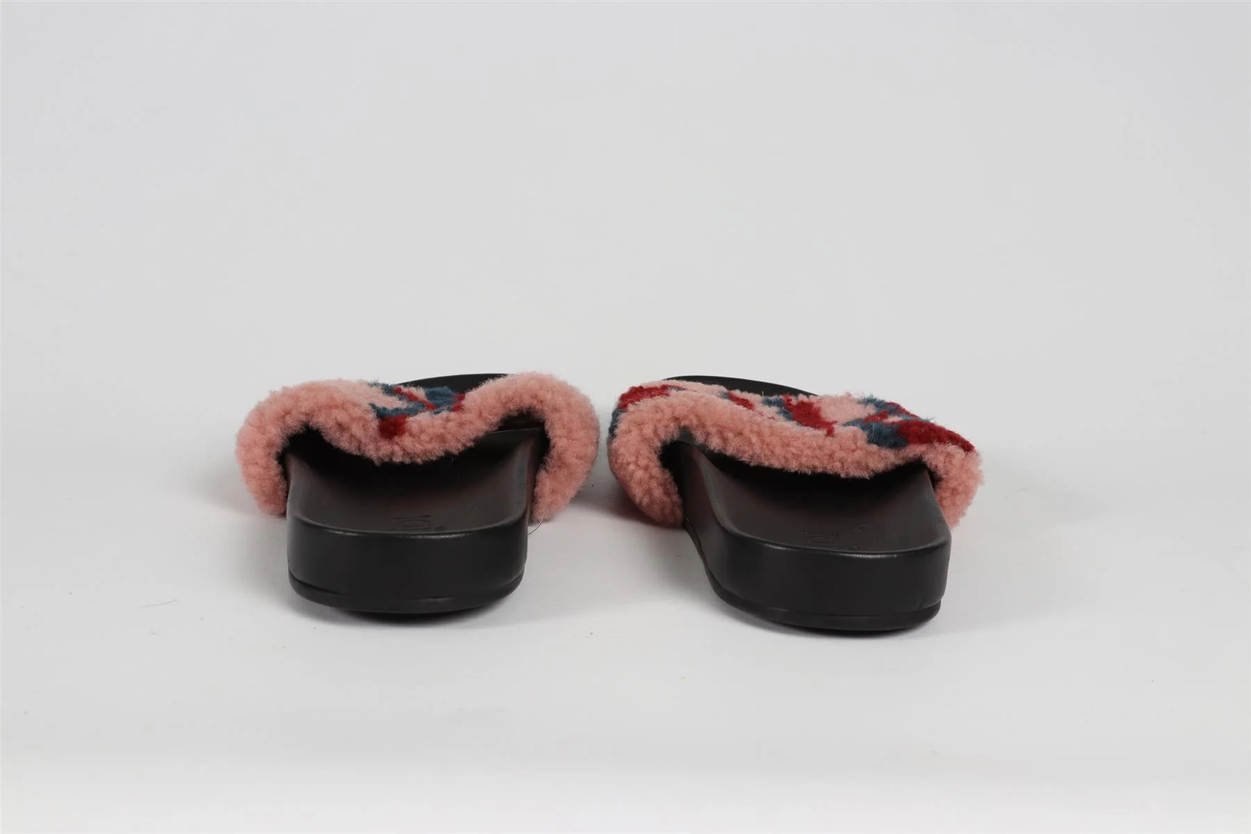 FENDI PINK SHEARLING AND LEATHER SLIDES EU 39 UK 6 US 9 - Image 4