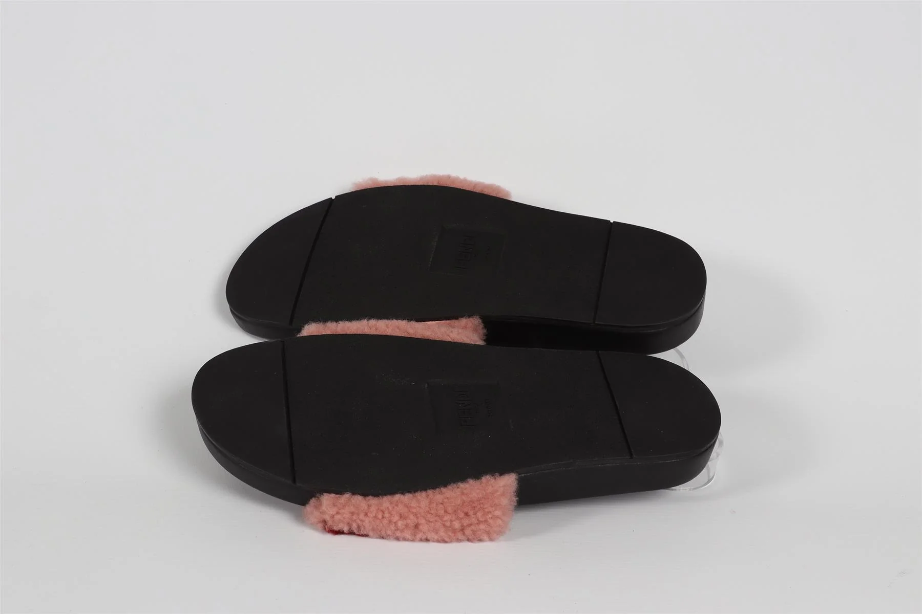 FENDI PINK SHEARLING AND LEATHER SLIDES EU 39 UK 6 US 9 - Image 5