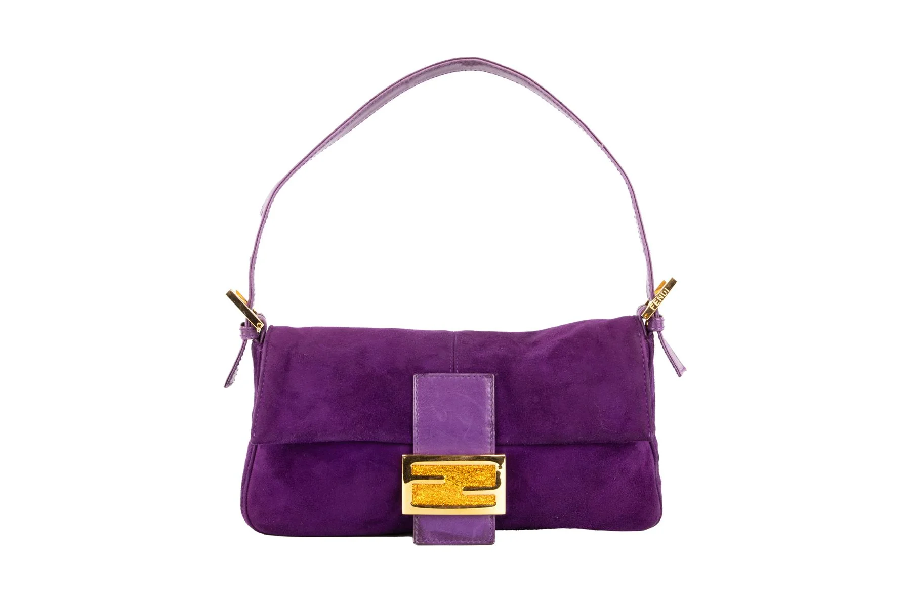 FENDI PURPLE BAGUETTE SUEDE SHOULDER BAG - Image 2