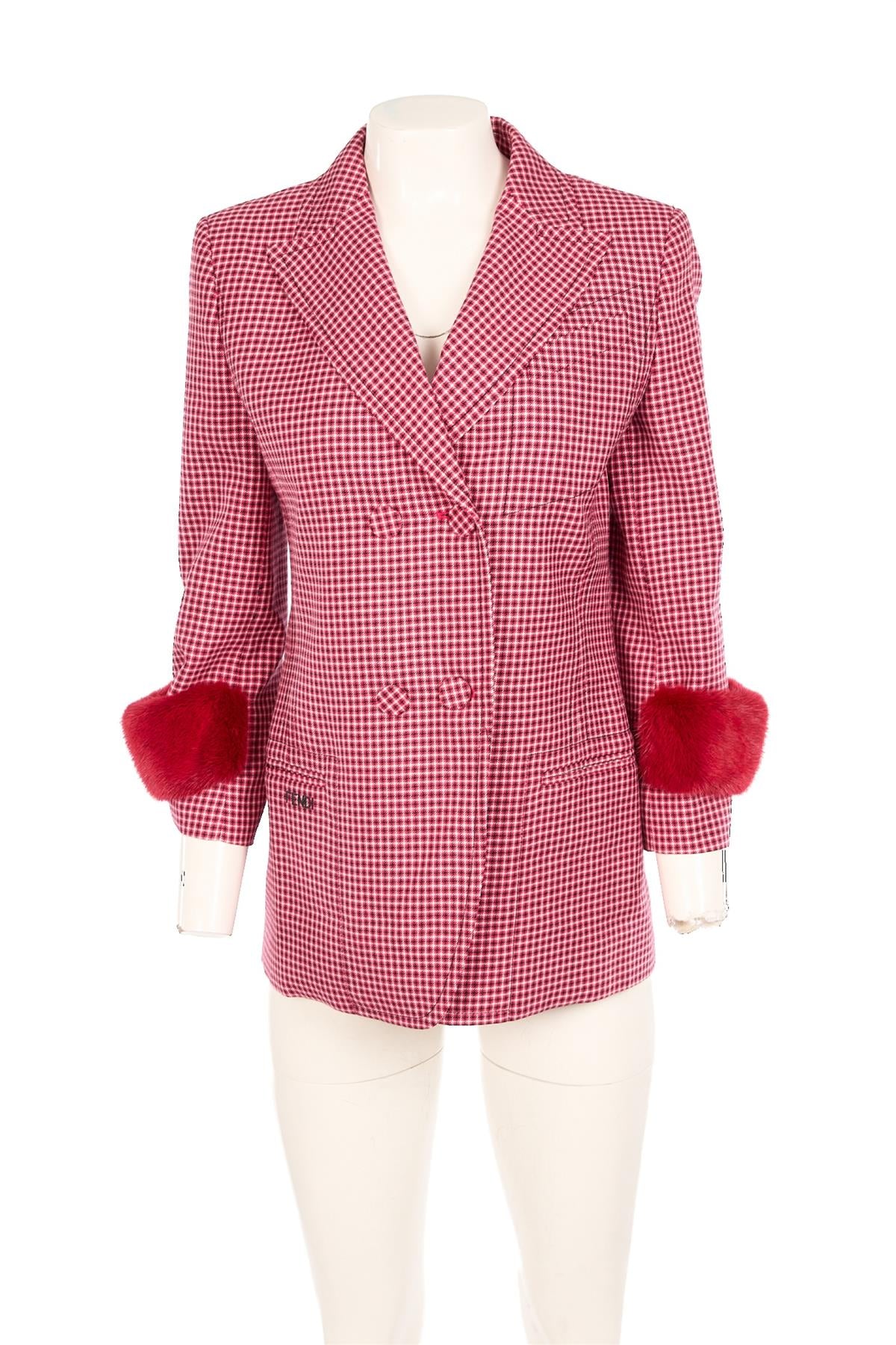 FENDI RED WOOL BLAZER IT 42 UK 10 - Image 2