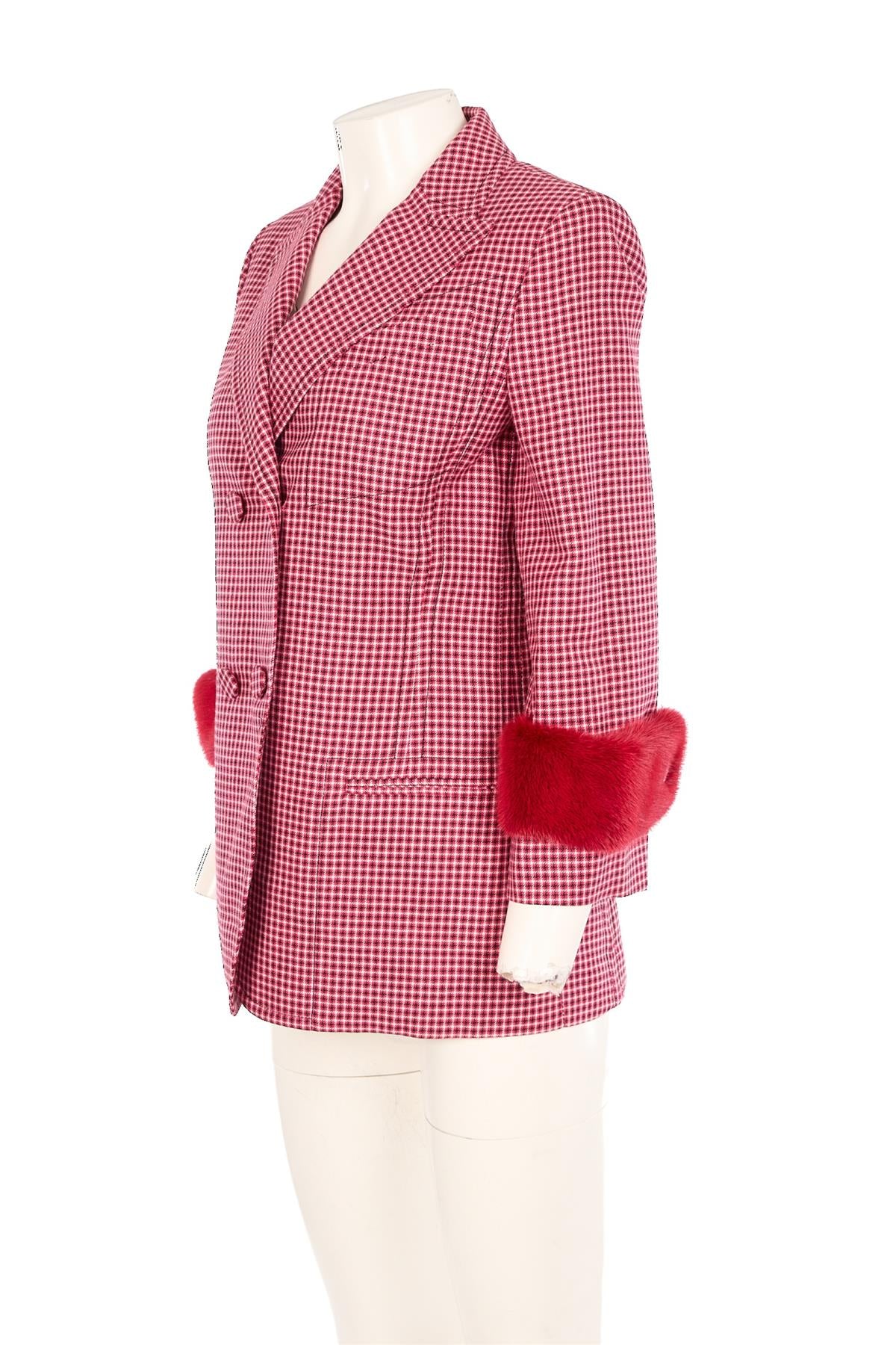FENDI RED WOOL BLAZER IT 42 UK 10 - Image 3