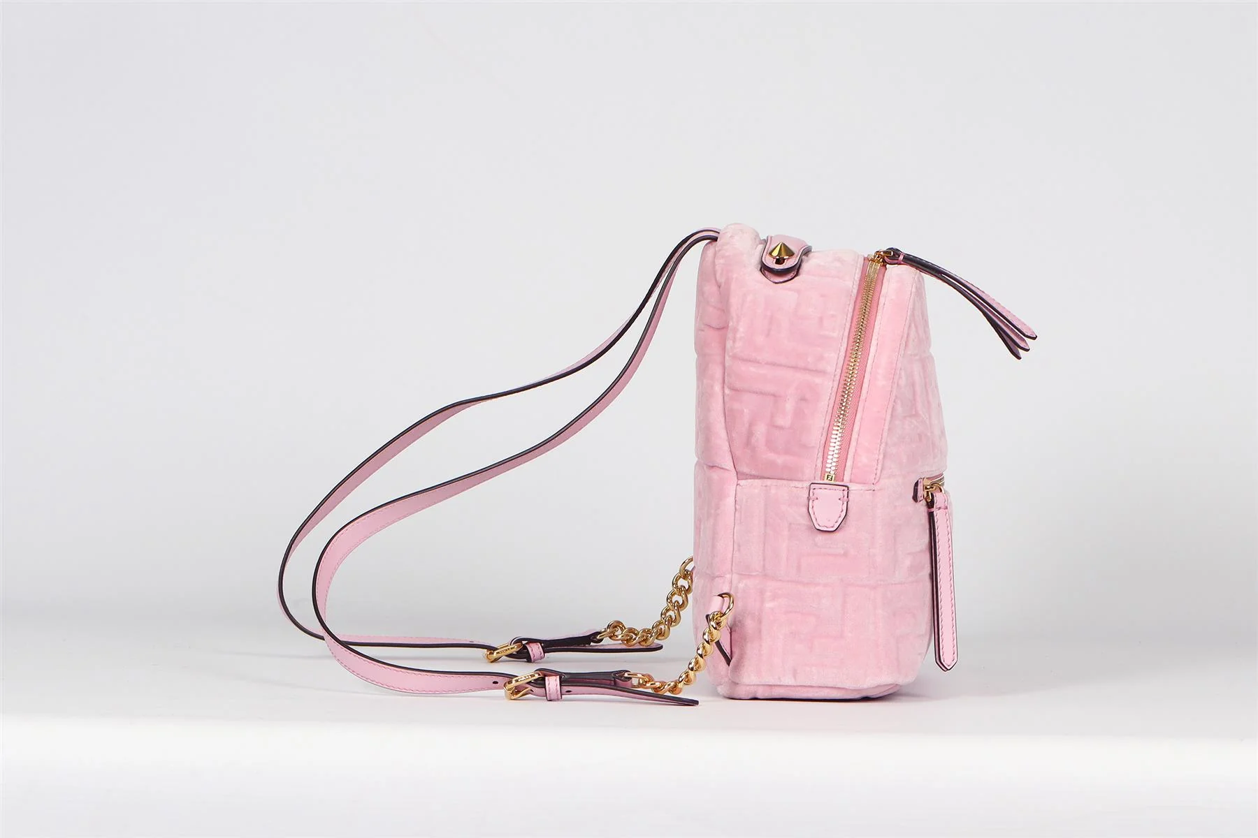 FENDI SMALL FF LEATHER AND VELVET BACKPACK - Image 4