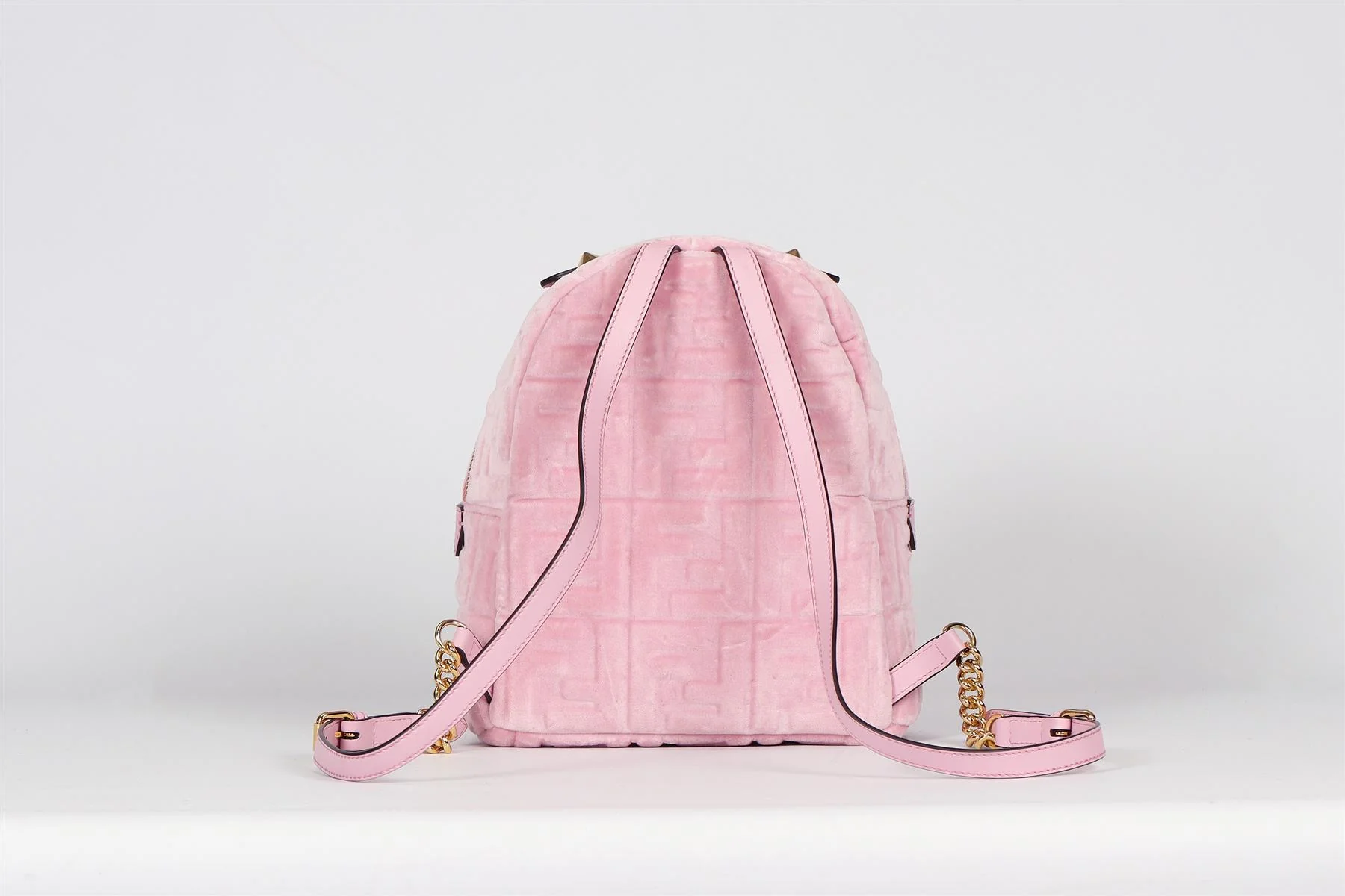 FENDI SMALL FF LEATHER AND VELVET BACKPACK - Image 6