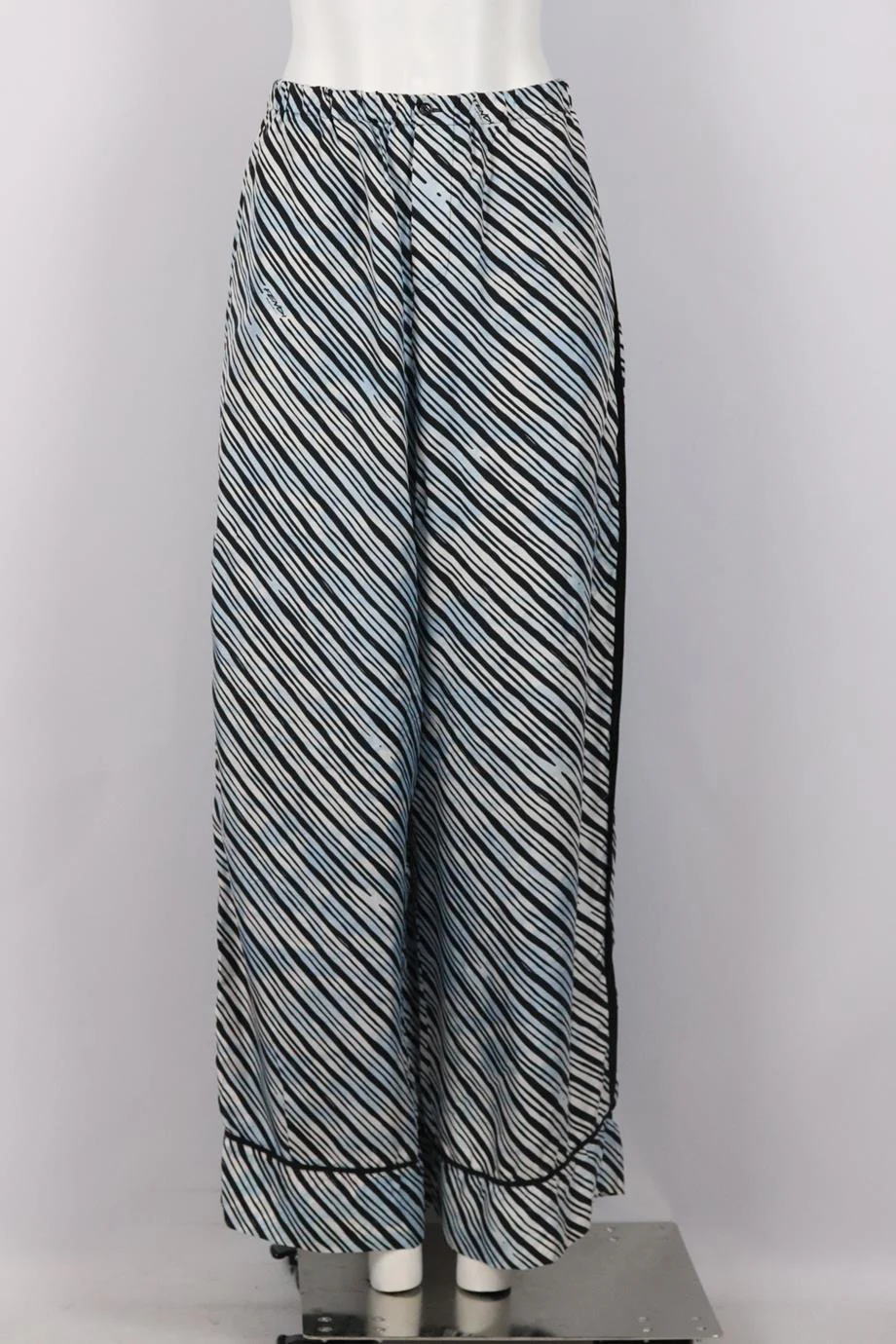 FENDI STRIPED SILK WIDE LEG PANTS IT 42 UK 10 - Image 2