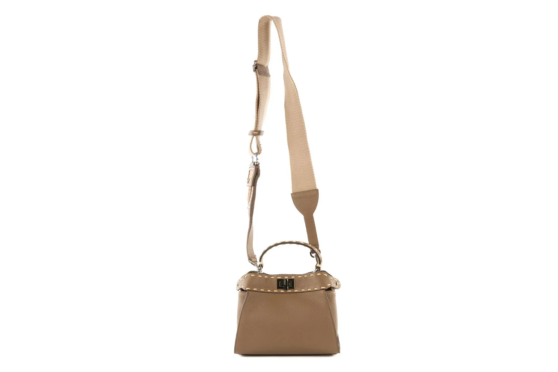 FENDI TAUPE PEEKABOO MINI LEATHER TOTE BAG - Image 3