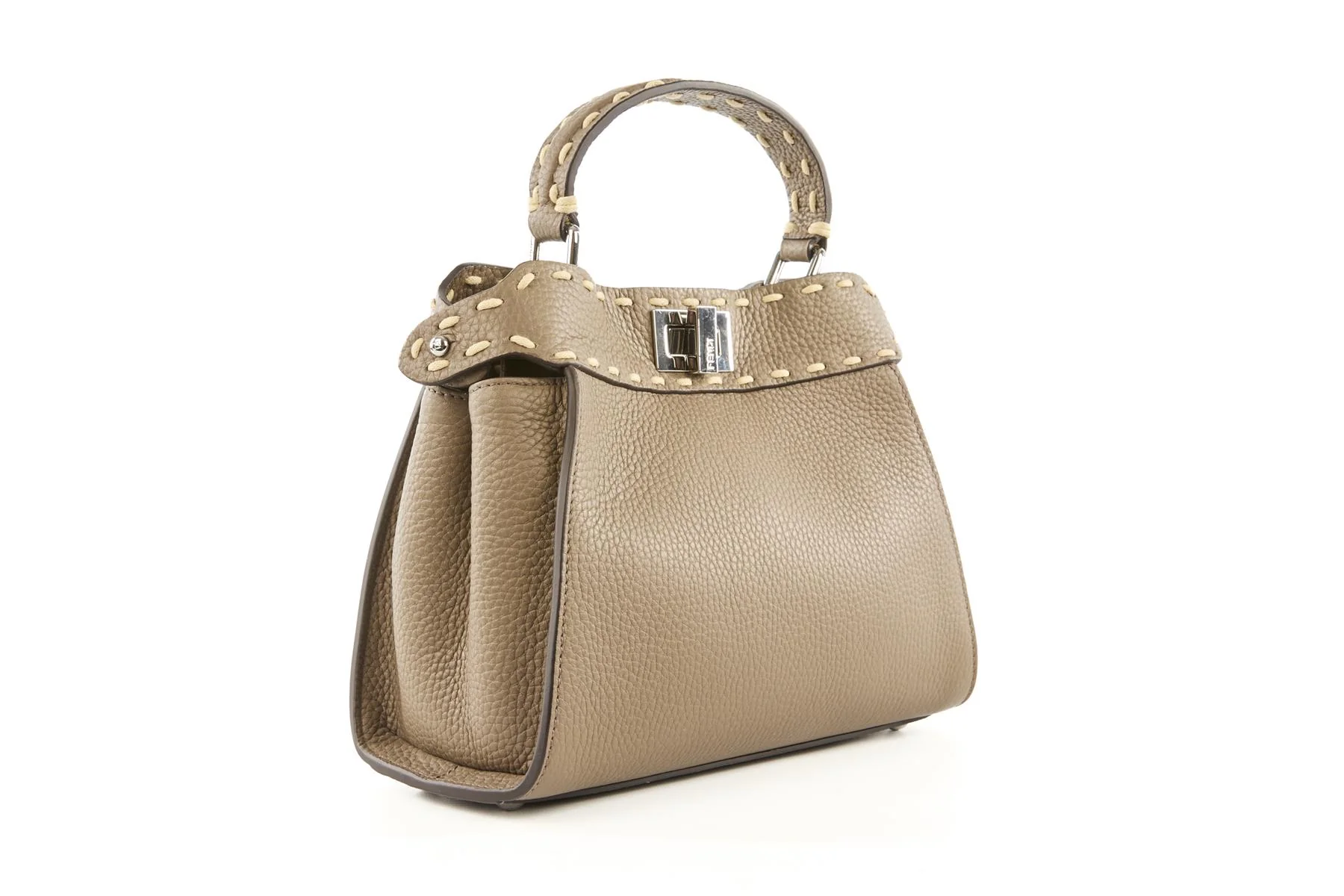 FENDI TAUPE PEEKABOO MINI LEATHER TOTE BAG - Image 4