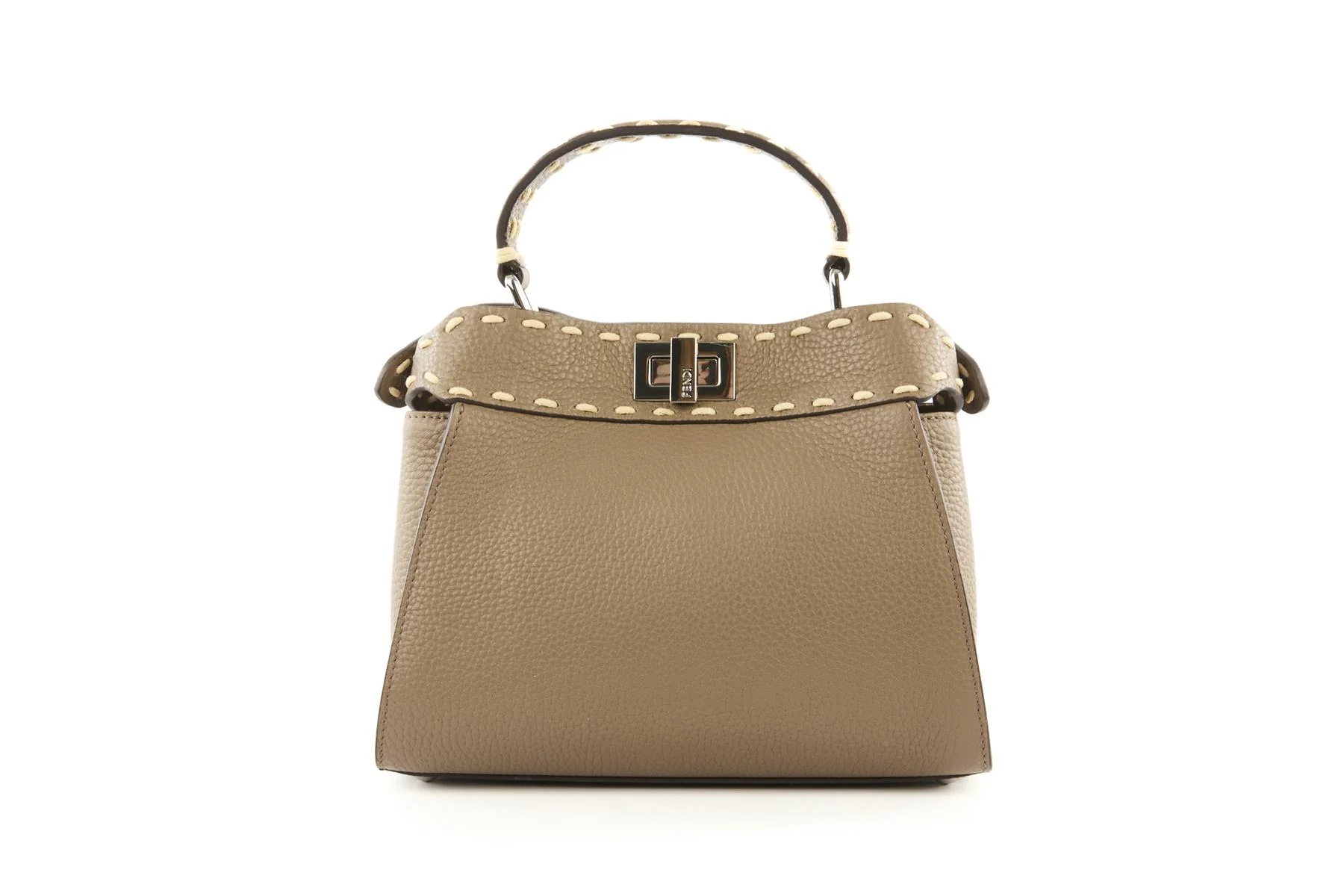 FENDI TAUPE PEEKABOO MINI LEATHER TOTE BAG - Image 7