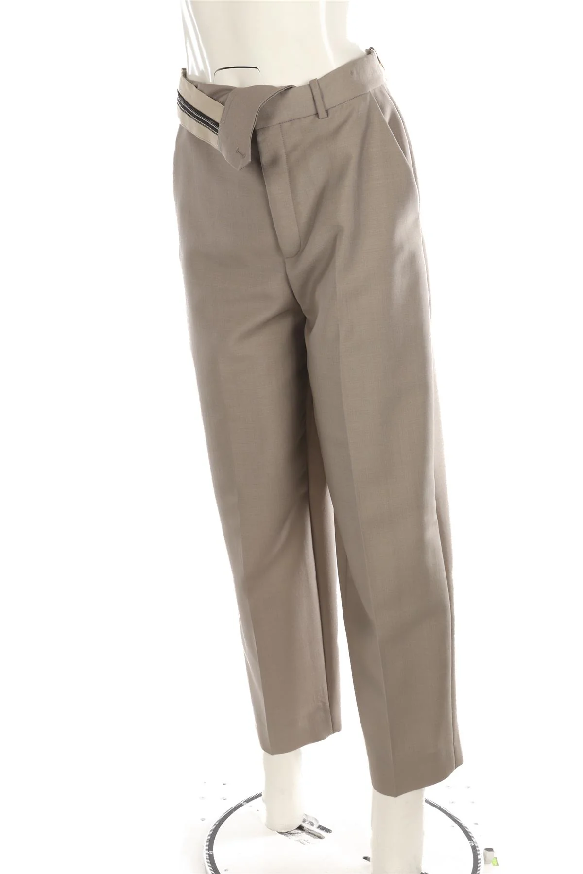 FENDI TAUPE WOOL STRAIGHT LEG PANTS IT 40 UK 8 - Image 3