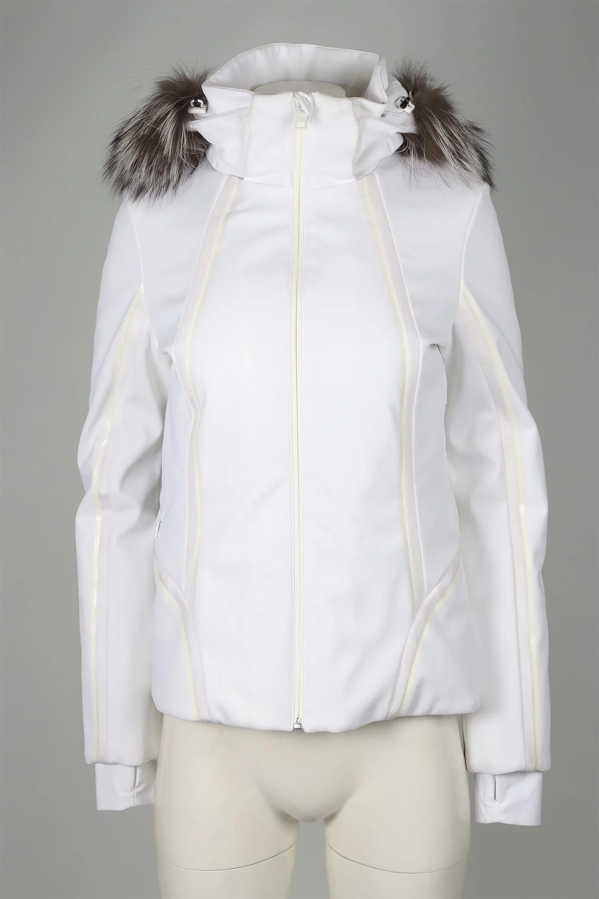 FENDI WHITE FOX FUR AND SHELL JACKET IT 42 UK 10 - Image 2