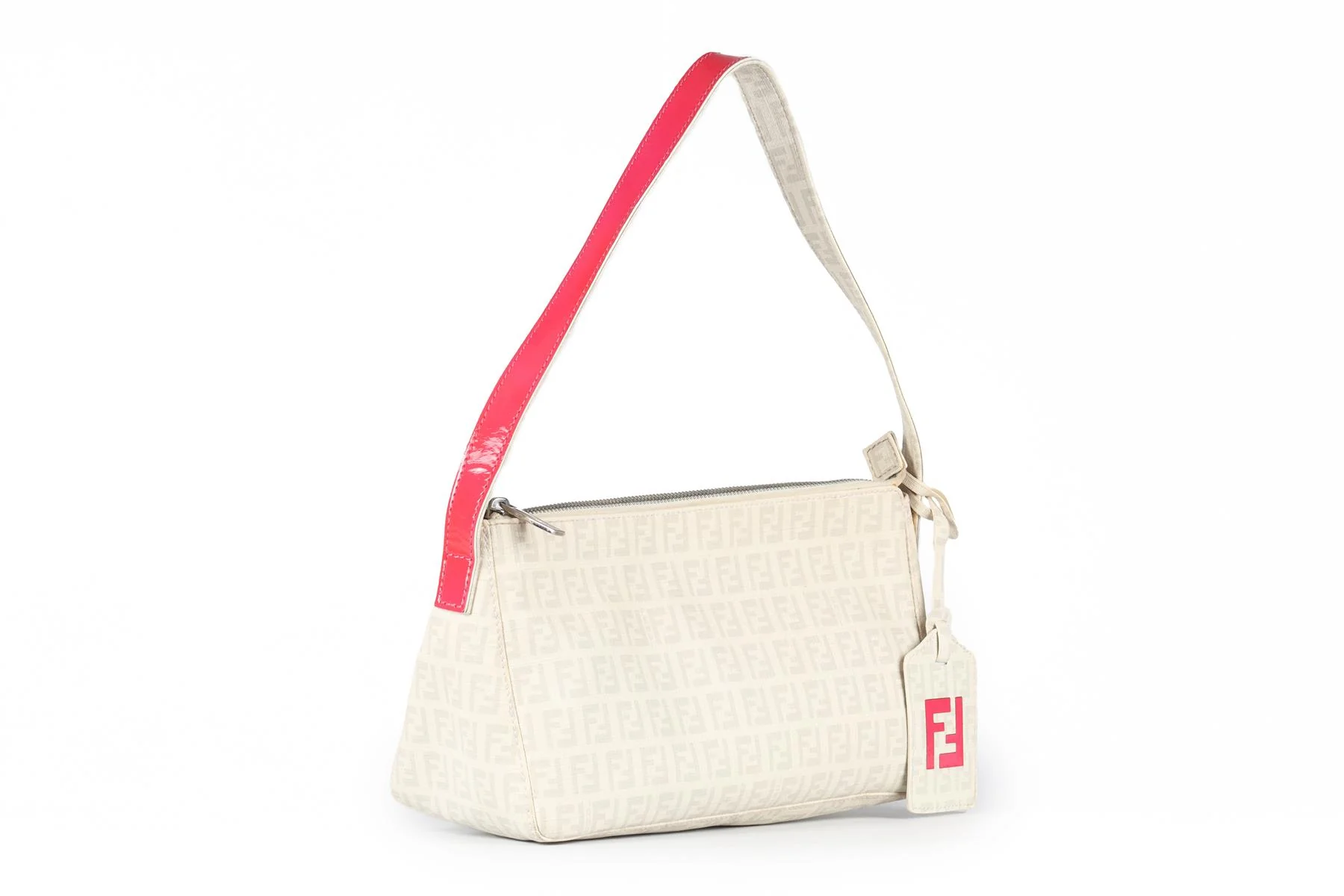 FENDI WHITE ZUCCHINO FF CANVAS SHOULDER BAG - Image 3