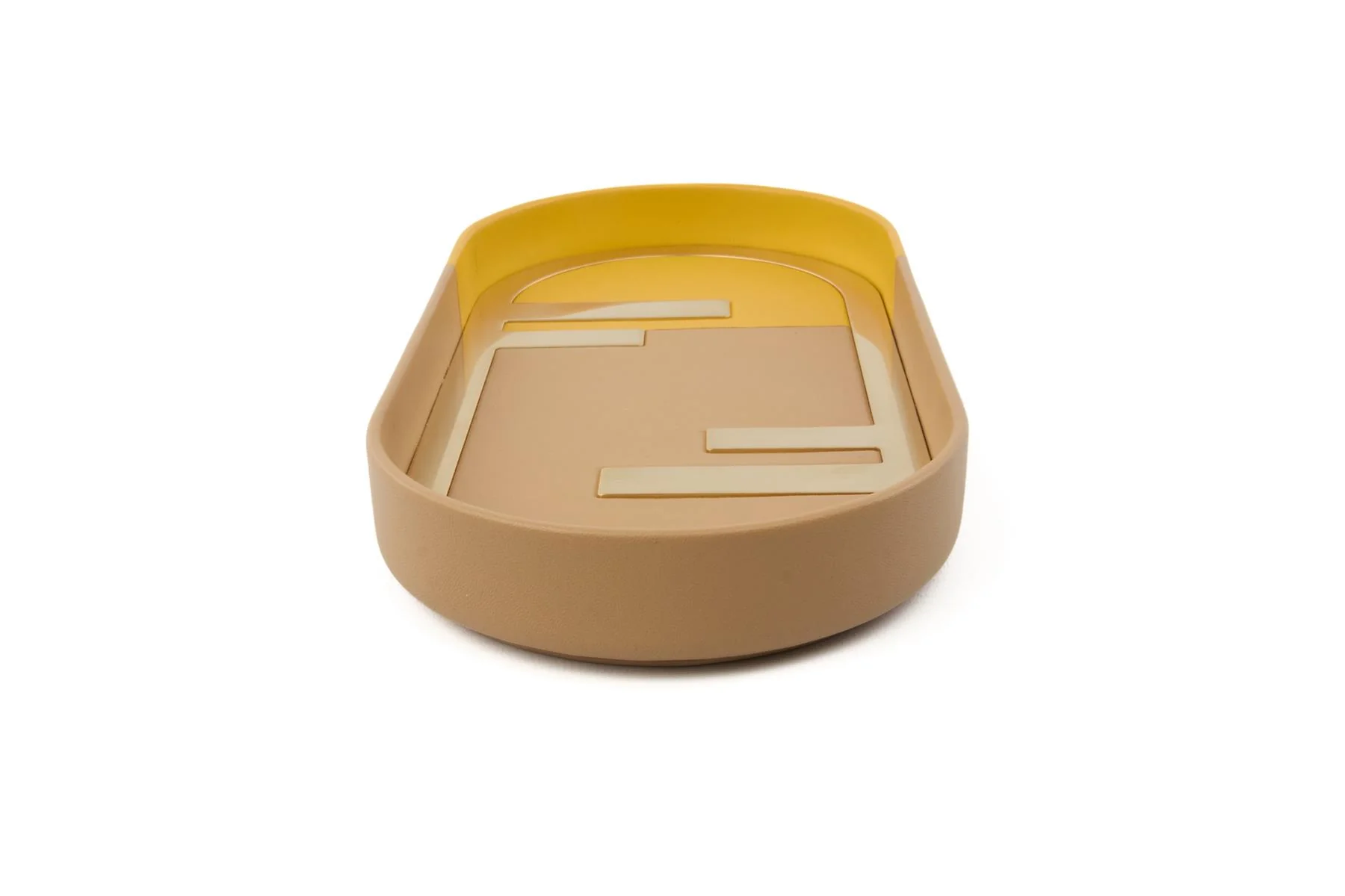 FENDI YELLOW O'LOCK OVAL LEATHER TRAY - Image 3